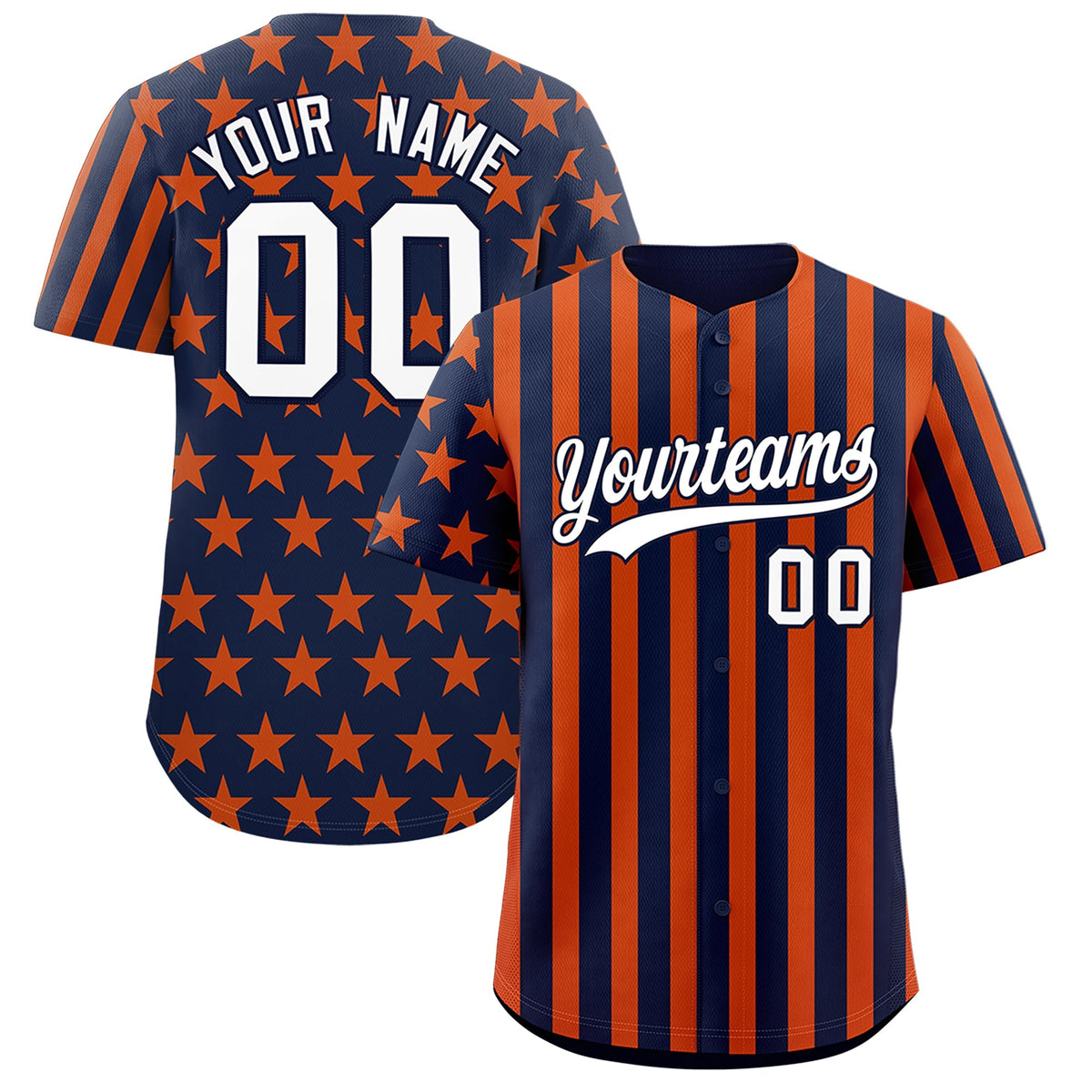 Custom Navy Orange American Flag Graffiti Pattern Baseball Jersey| KXKSHOP