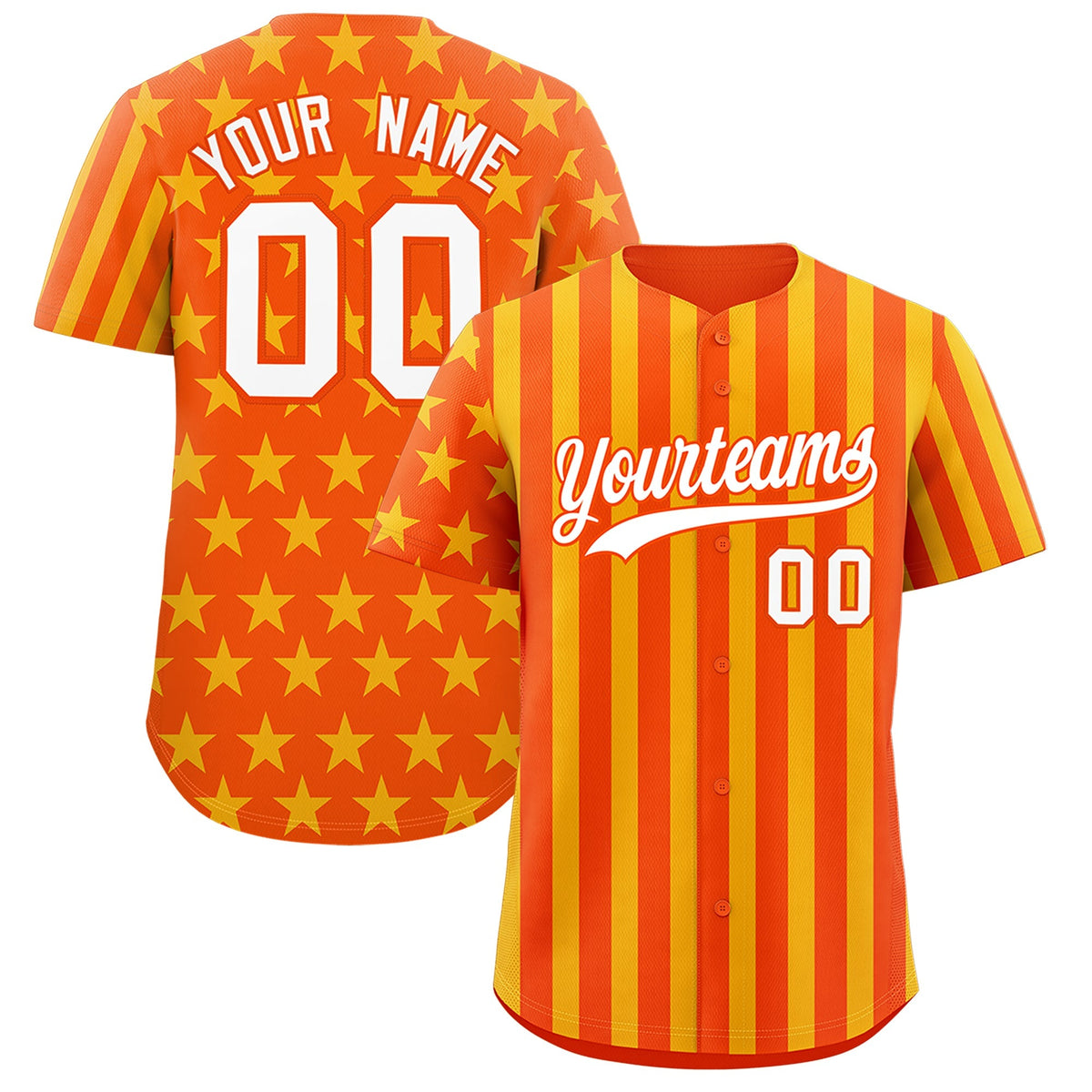 Custom Orange Gold American Flag Graffiti Pattern Baseball Jersey| KXKSHOP