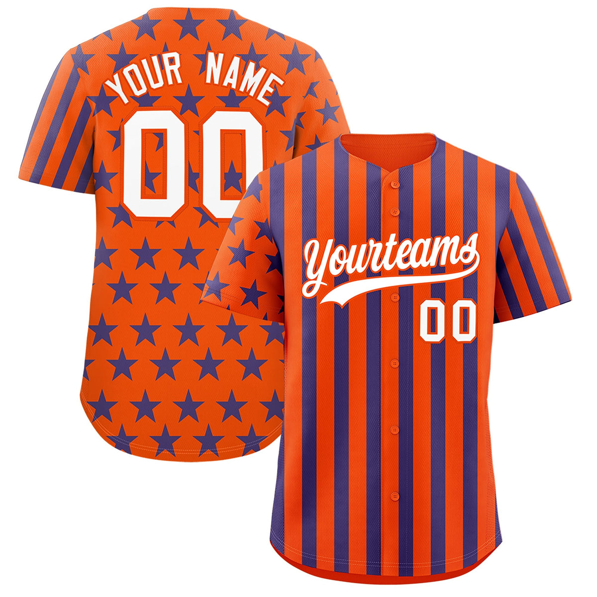 Custom Orange Royal Blue American Flag Graffiti Pattern Baseball Jersey| KXKSHOP