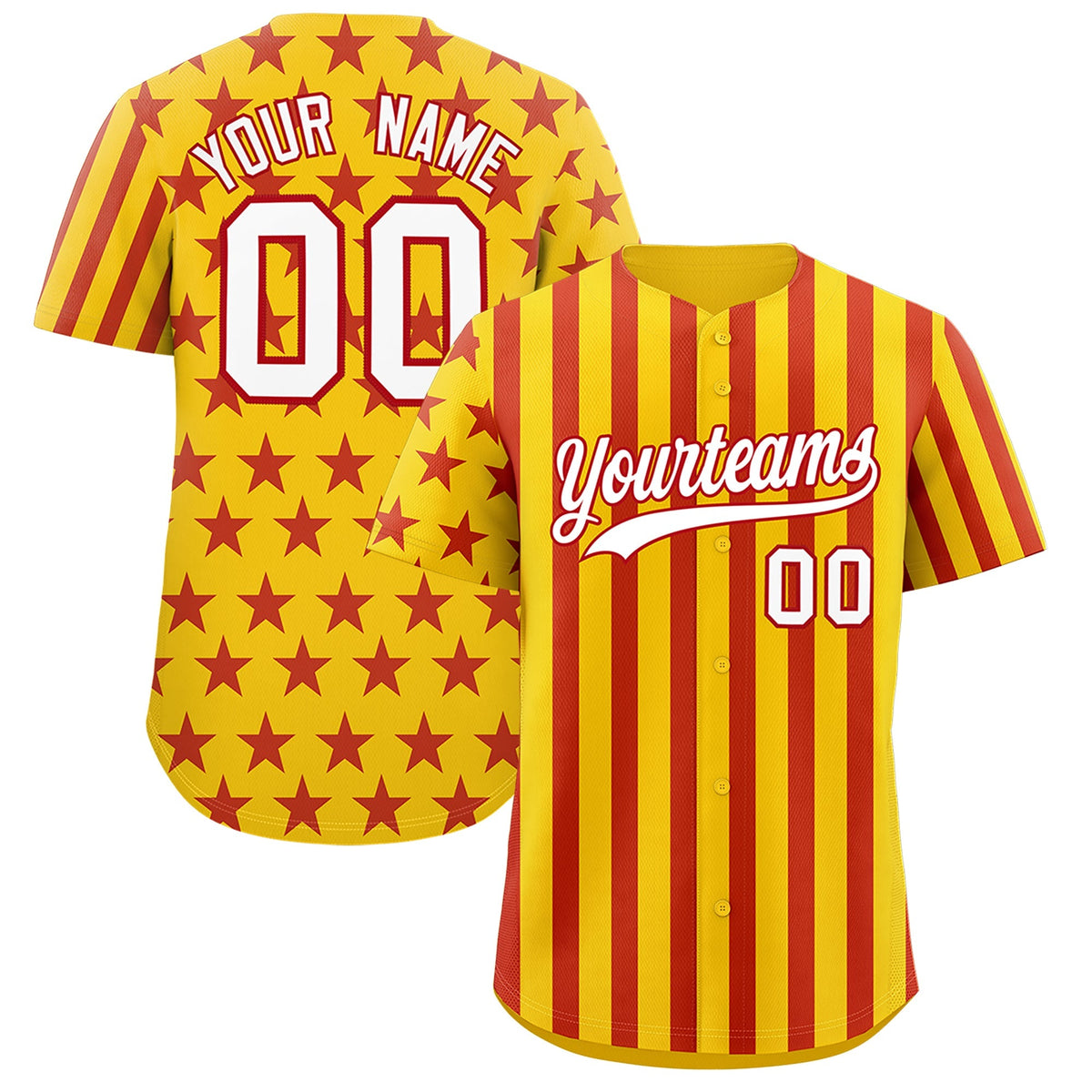 Custom Gold Red American Flag Graffiti Pattern Baseball Jersey| KXKSHOP