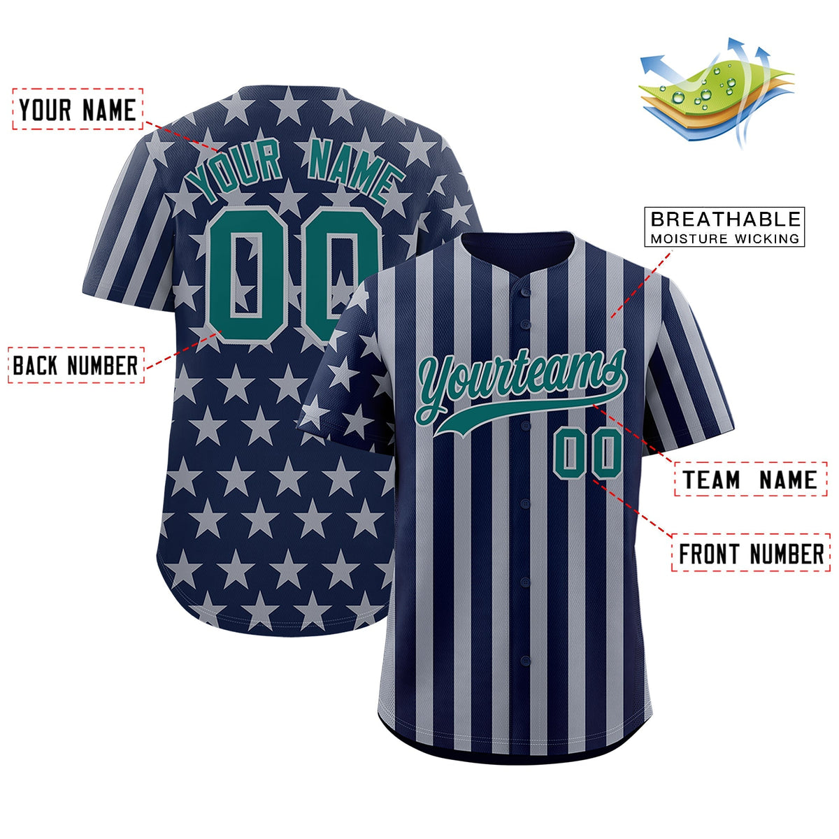 Custom Navy Gray American Flag Graffiti Pattern Baseball Jersey| KXKSHOP