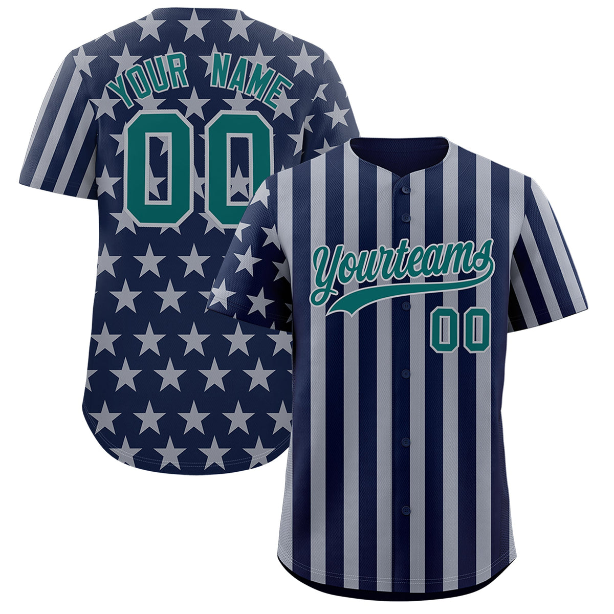 Custom Navy Gray American Flag Graffiti Pattern Baseball Jersey| KXKSHOP