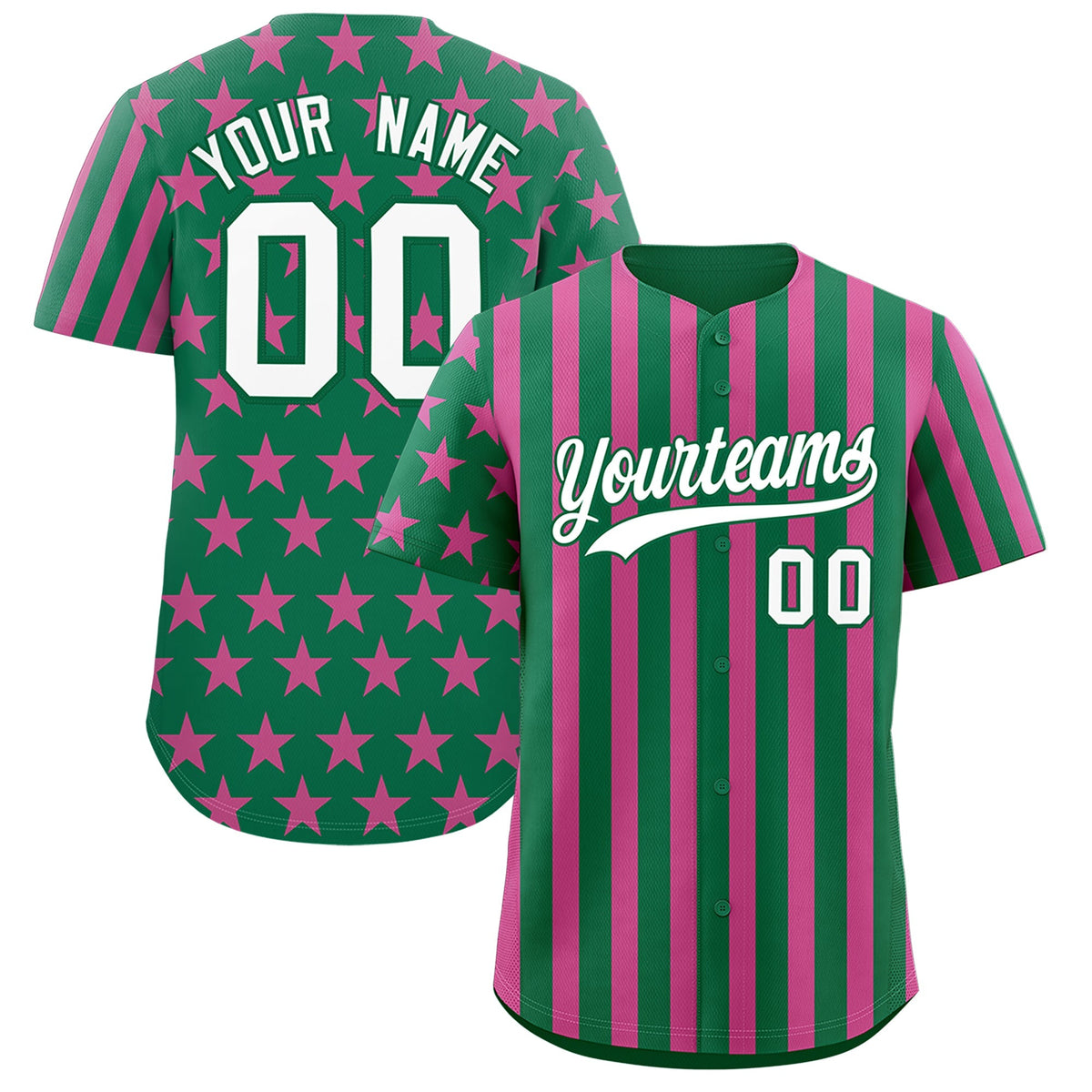Custom Kelly Green Pink American Flag Graffiti Pattern Baseball Jersey| KXKSHOP