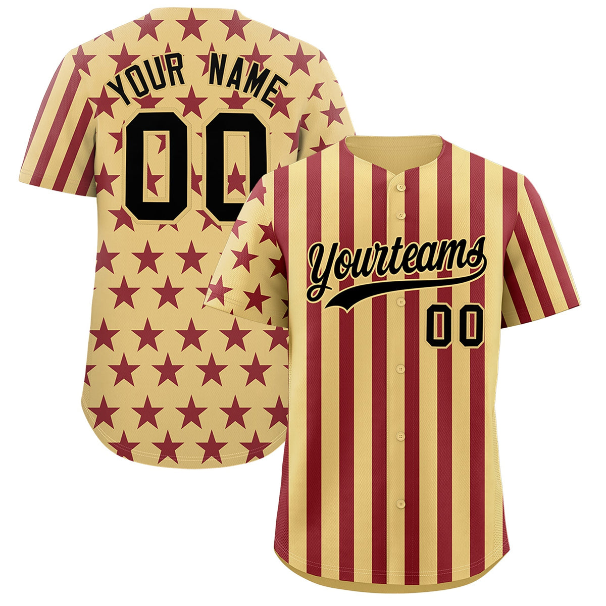Custom Khaki Crimson American Flag Graffiti Pattern Baseball Jersey| KXKSHOP