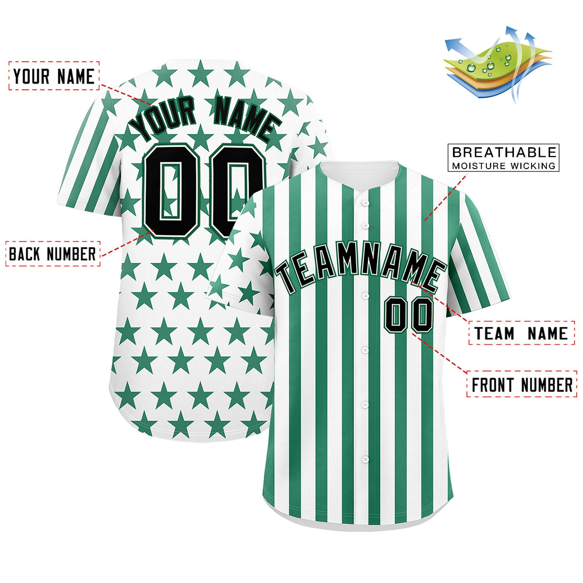 Custom White Kelly Green American Flag Graffiti Pattern Baseball Jersey| KXKSHOP