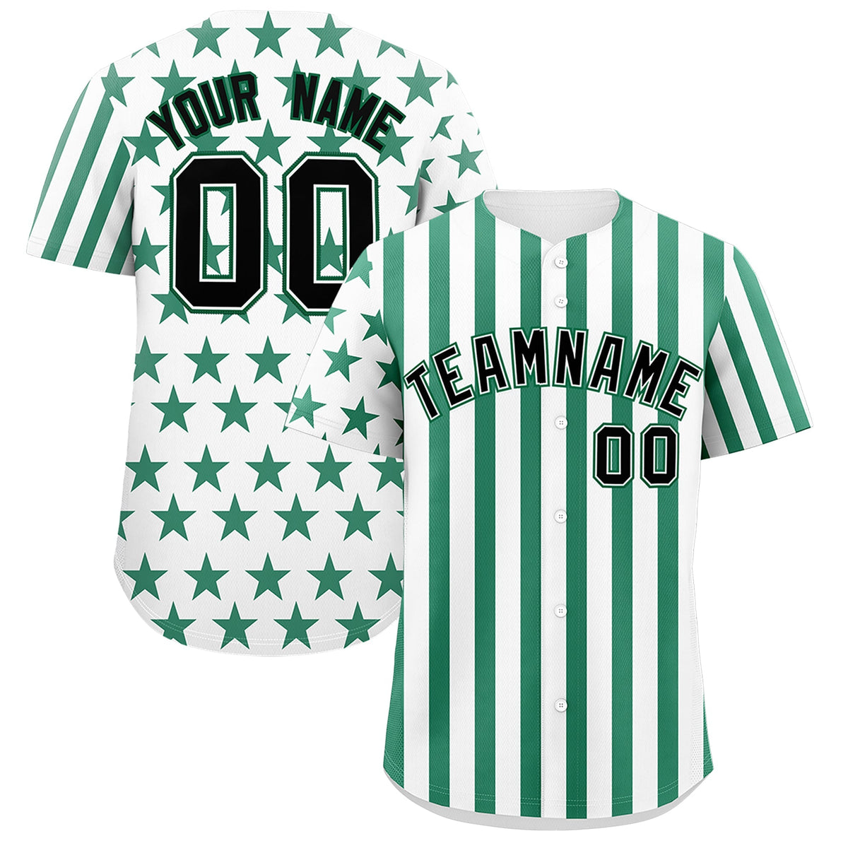 Custom White Kelly Green American Flag Graffiti Pattern Baseball Jersey| KXKSHOP