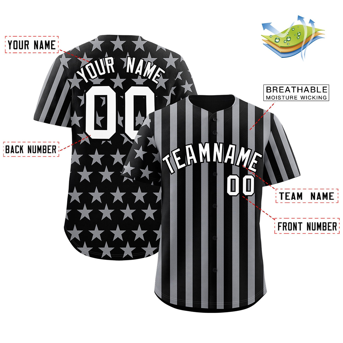 Custom Black Gray American Flag Graffiti Pattern Baseball Jersey| KXKSHOP