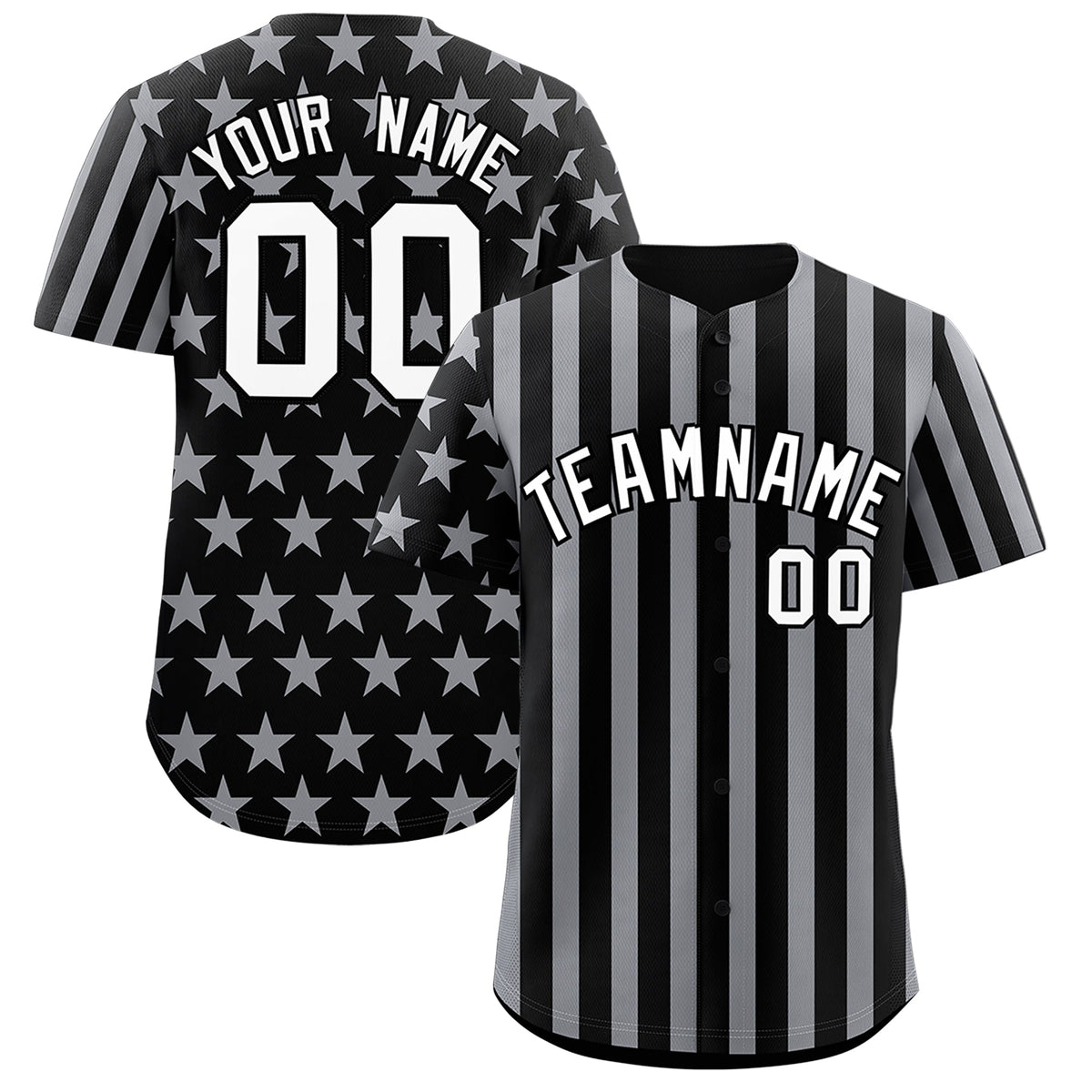 Custom Black Gray American Flag Graffiti Pattern Baseball Jersey| KXKSHOP