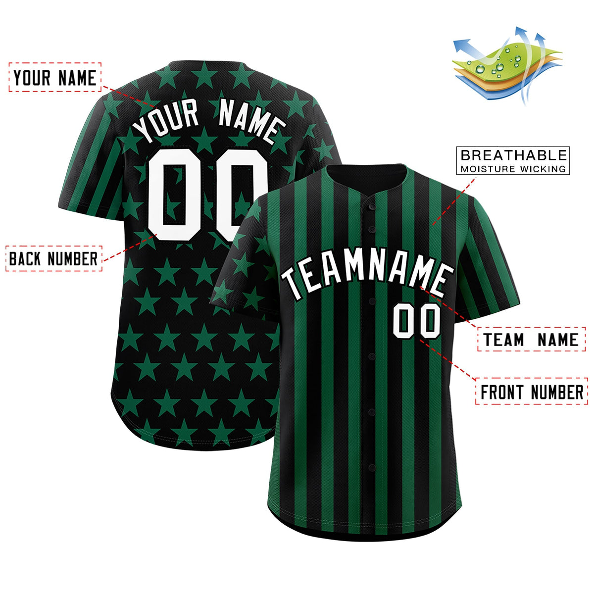 Custom Black Kelly Green American Flag Graffiti Pattern Baseball Jersey| KXKSHOP