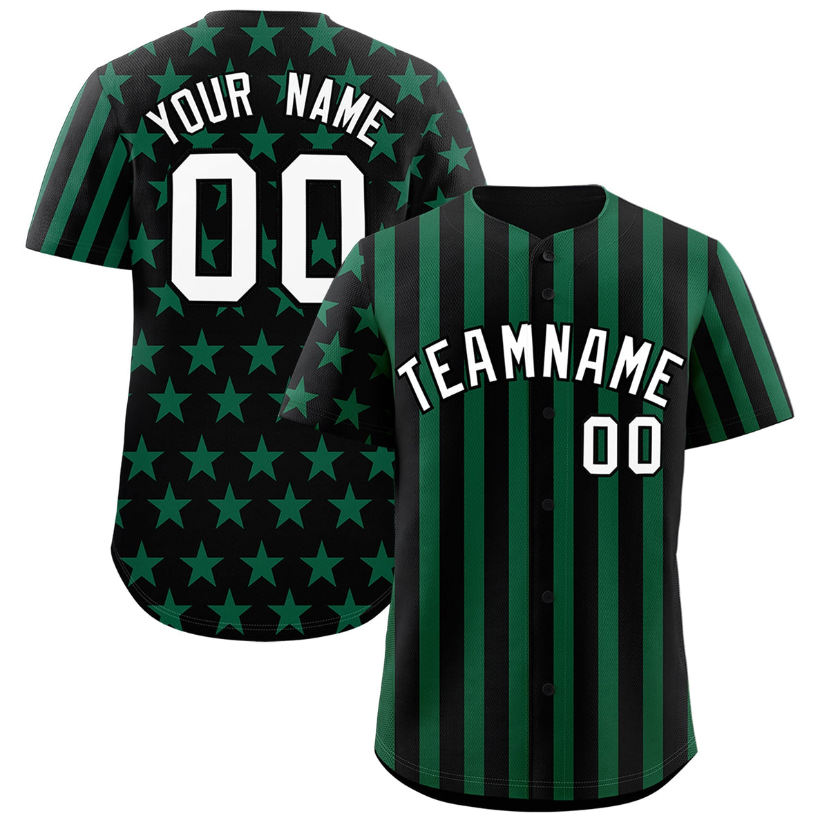 Custom Black Kelly Green American Flag Graffiti Pattern Baseball Jersey| KXKSHOP
