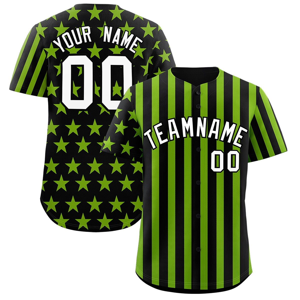 Custom Black Neon Green American Flag Graffiti Pattern Baseball Jersey| KXKSHOP