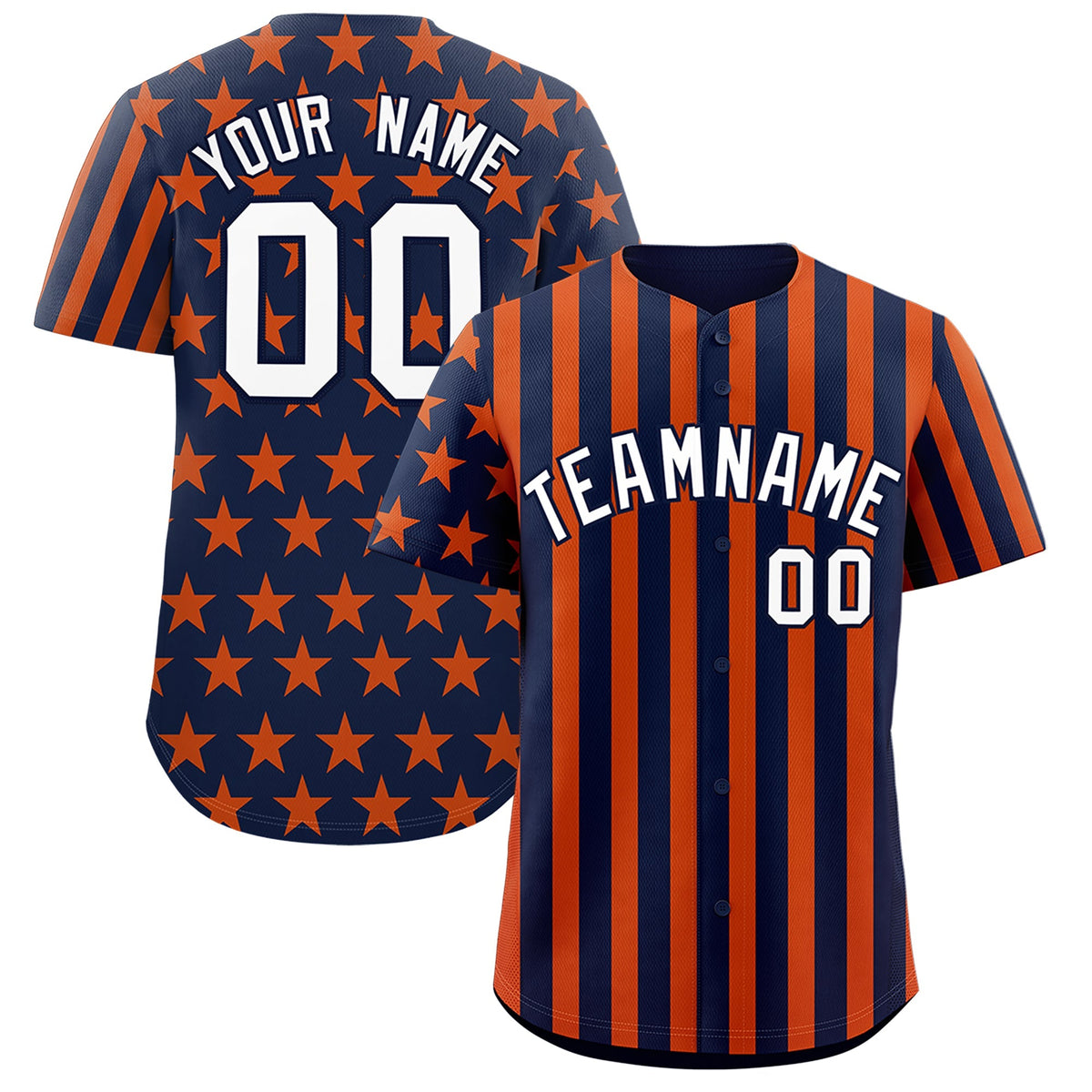 Custom Navy Orange American Flag Graffiti Pattern Baseball Jersey| KXKSHOP