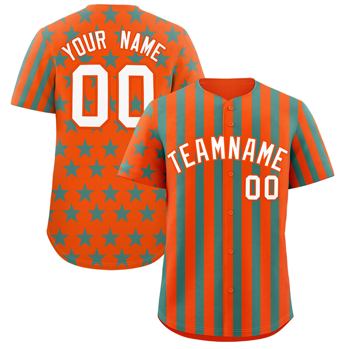 Custom Orange Aqua American Flag Graffiti Pattern Baseball Jersey| KXKSHOP