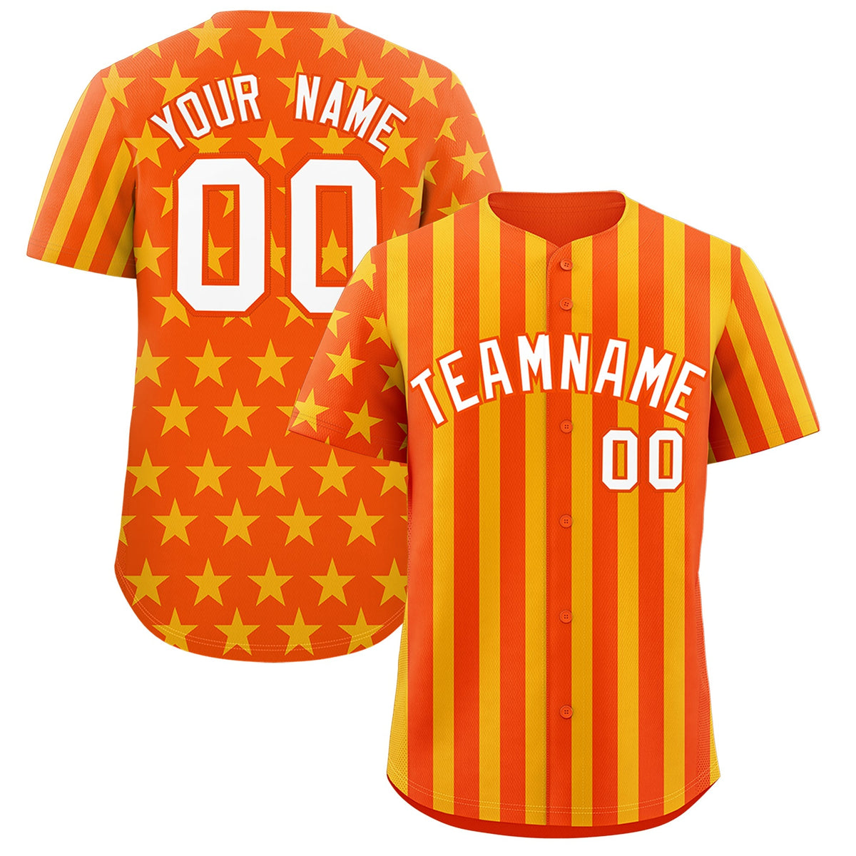 Custom Orange Gold American Flag Graffiti Pattern Baseball Jersey| KXKSHOP