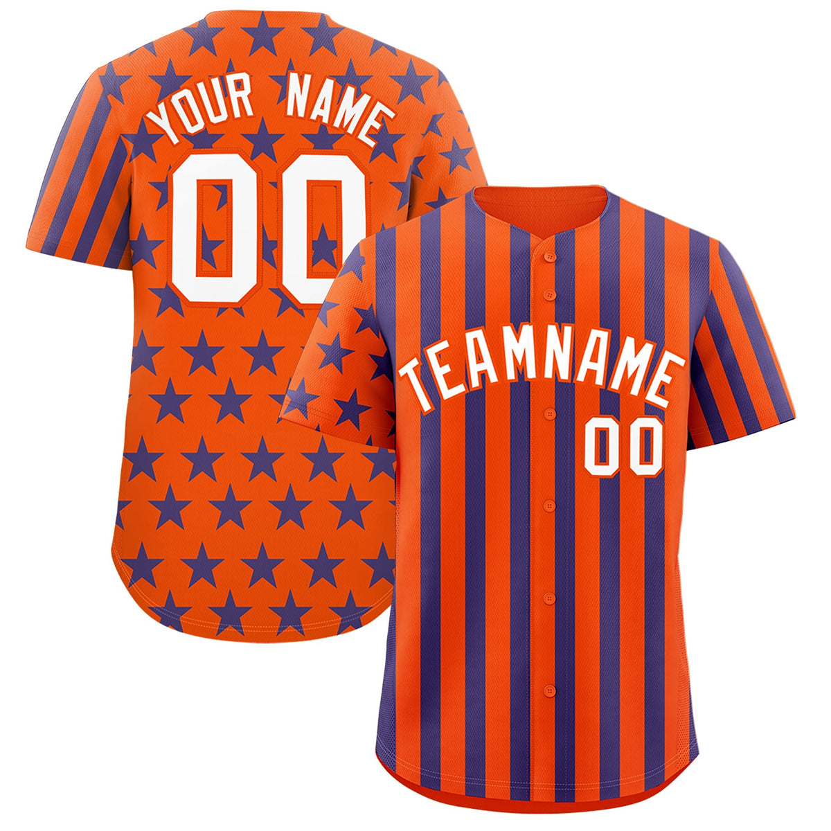 Custom Orange Royal Blue American Flag Graffiti Pattern Baseball Jersey| KXKSHOP