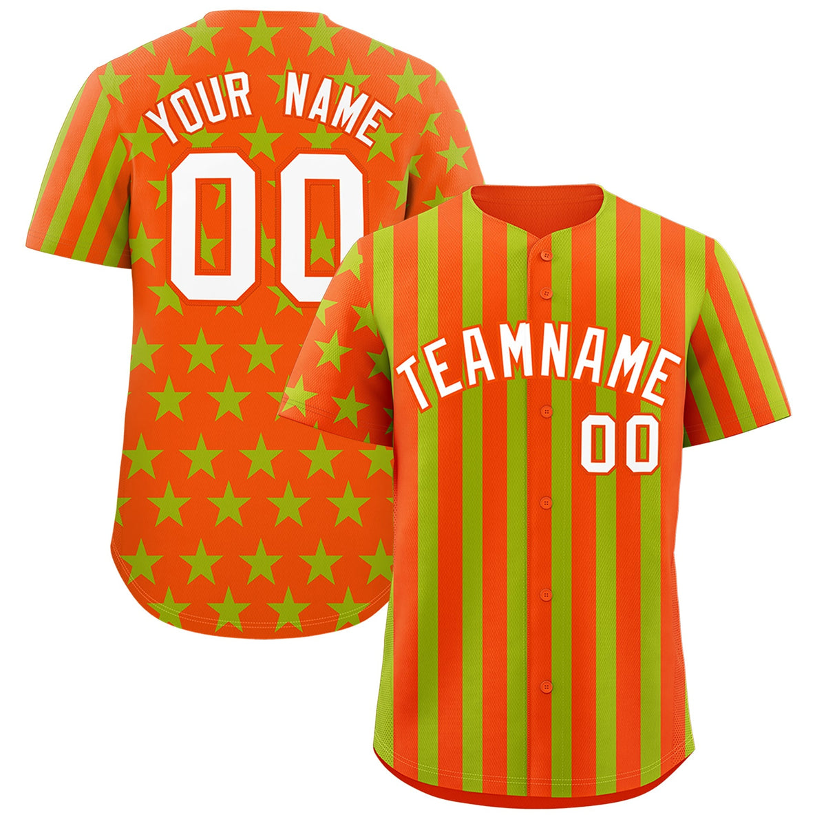 Custom Orange Neon Green American Flag Graffiti Pattern Baseball Jersey| KXKSHOP