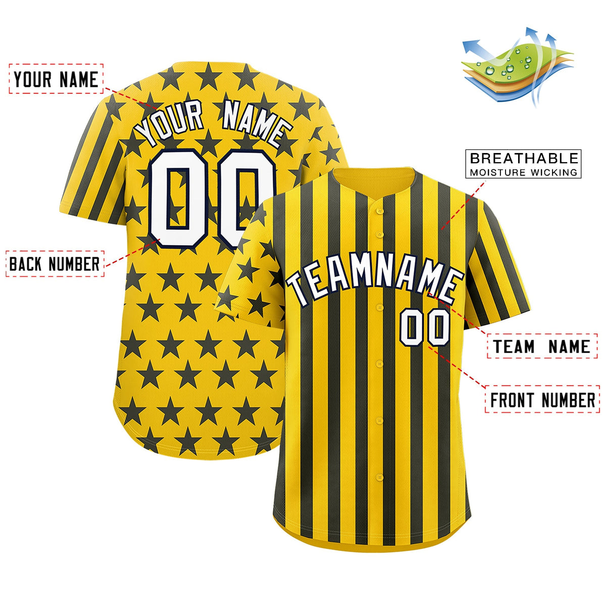 Custom Gold Navy White American Flag Graffiti Pattern Baseball Jersey| KXKSHOP