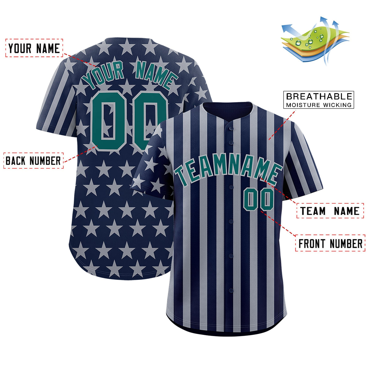 Custom Navy Gray American Flag Graffiti Pattern Baseball Jersey| KXKSHOP