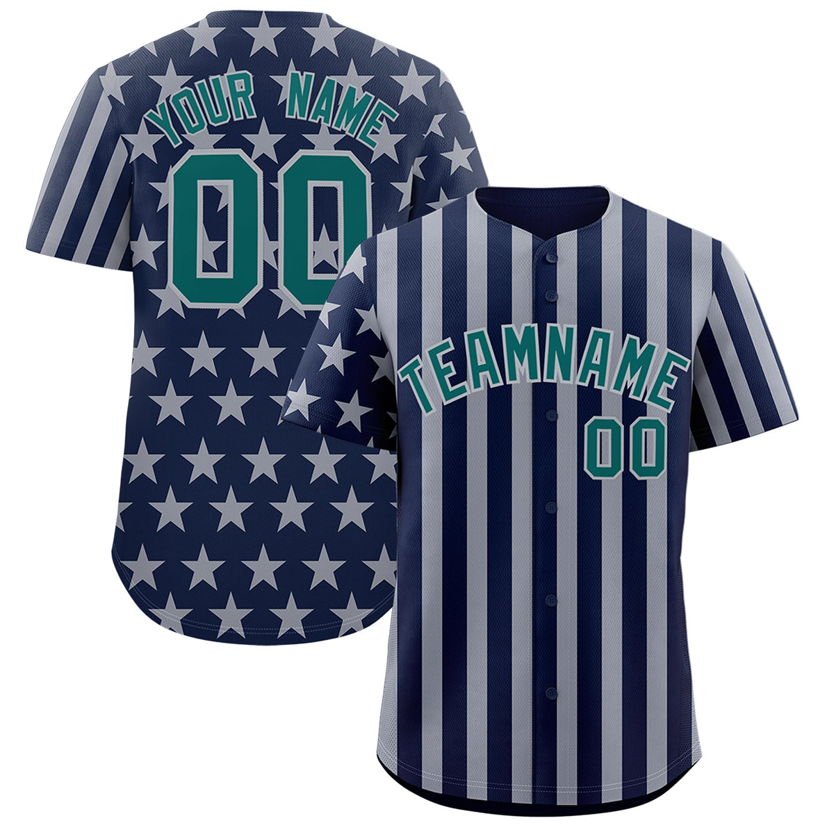 Custom Navy Gray American Flag Graffiti Pattern Baseball Jersey| KXKSHOP