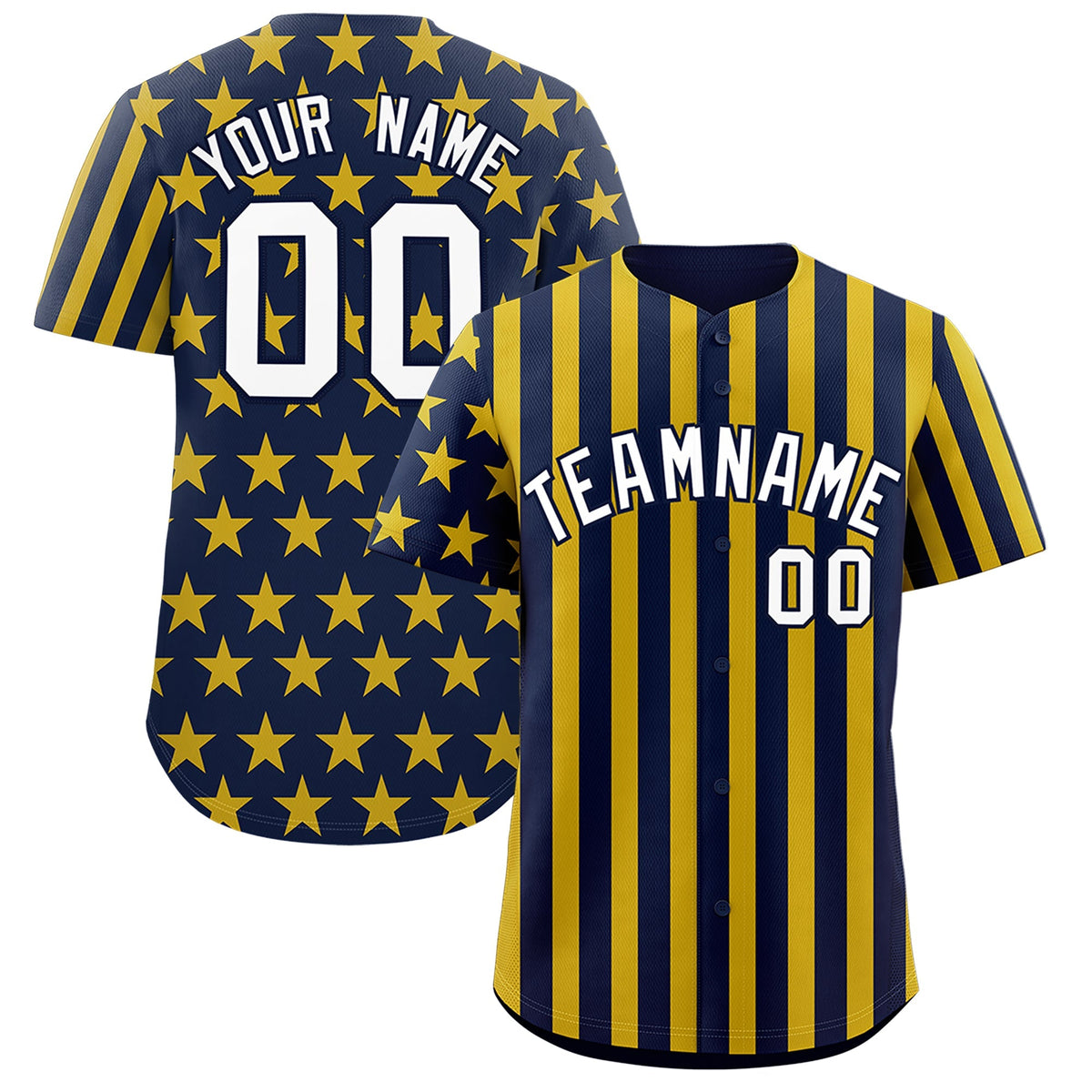 Custom Gold Navy American Flag Graffiti Pattern Baseball Jersey| KXKSHOP