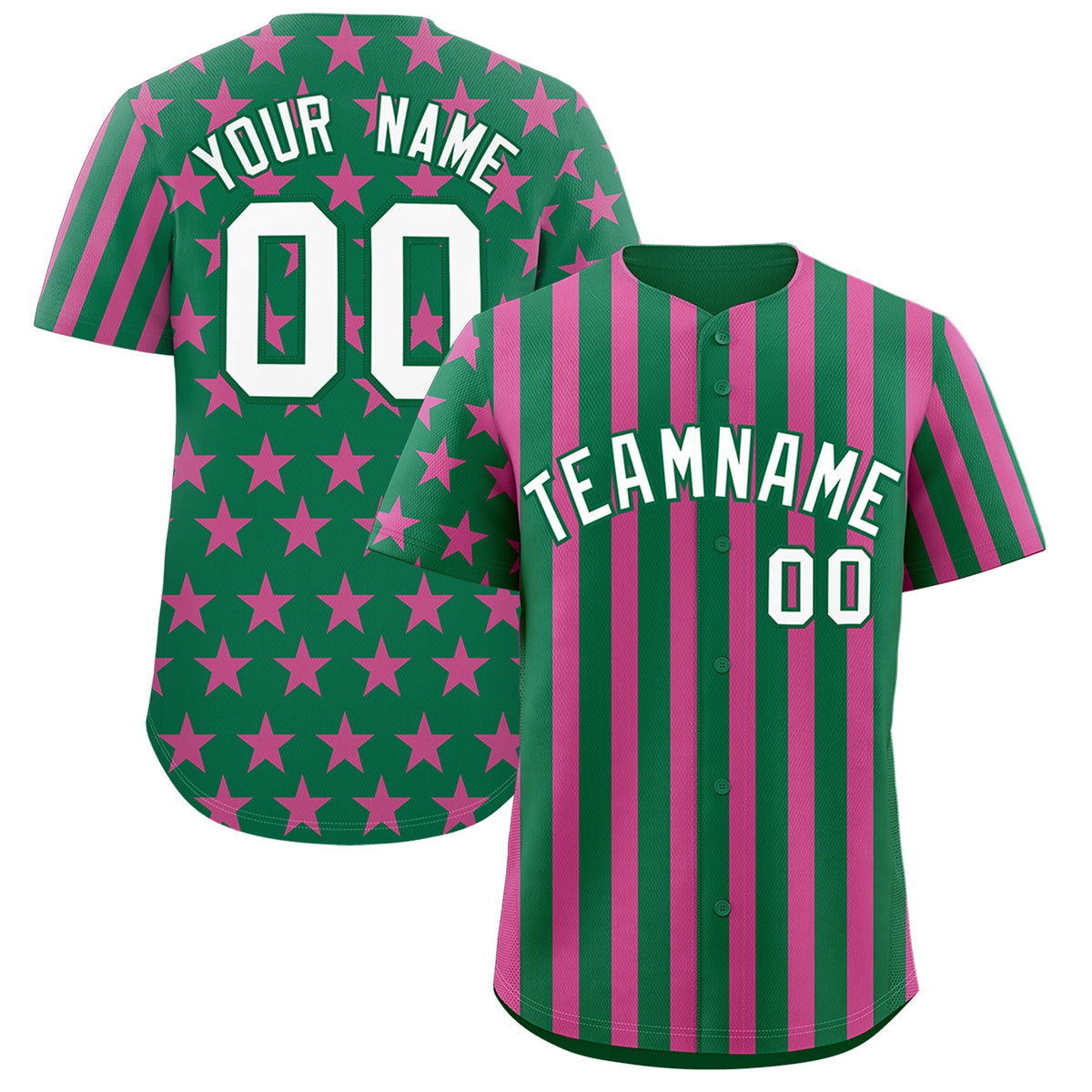 Custom Kelly Green Pink American Flag Graffiti Pattern Baseball Jersey| KXKSHOP