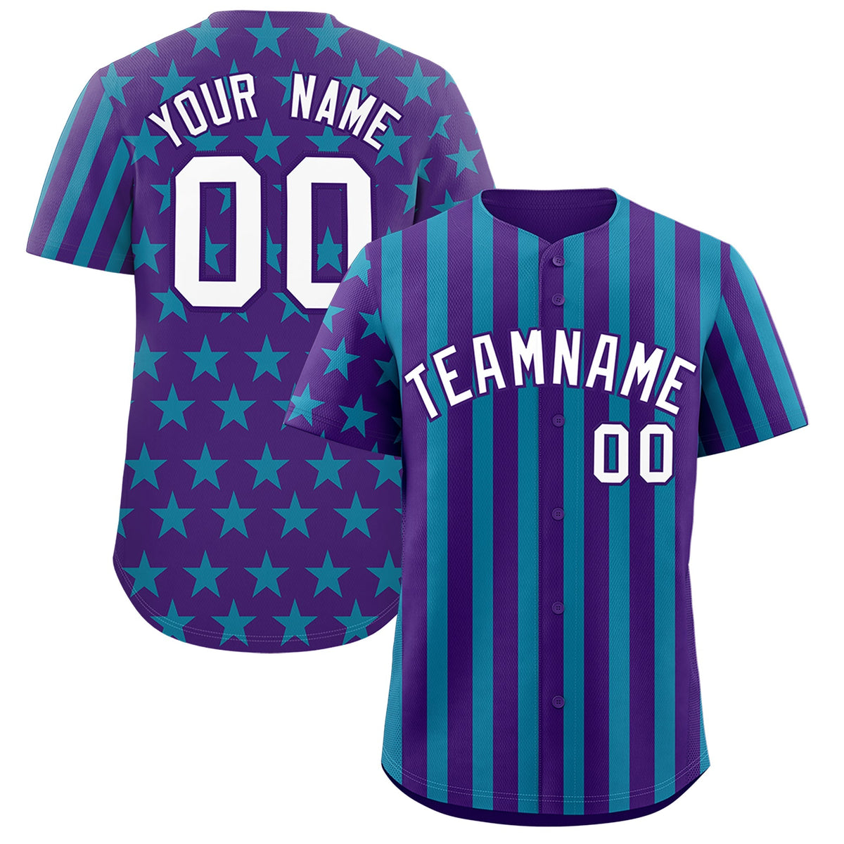 Custom Purple Teal American Flag Graffiti Pattern Baseball Jersey| KXKSHOP