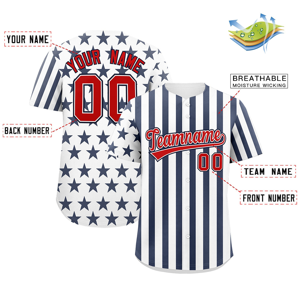 Custom White Navy American Flag Graffiti Pattern Baseball Jersey| KXKSHOP