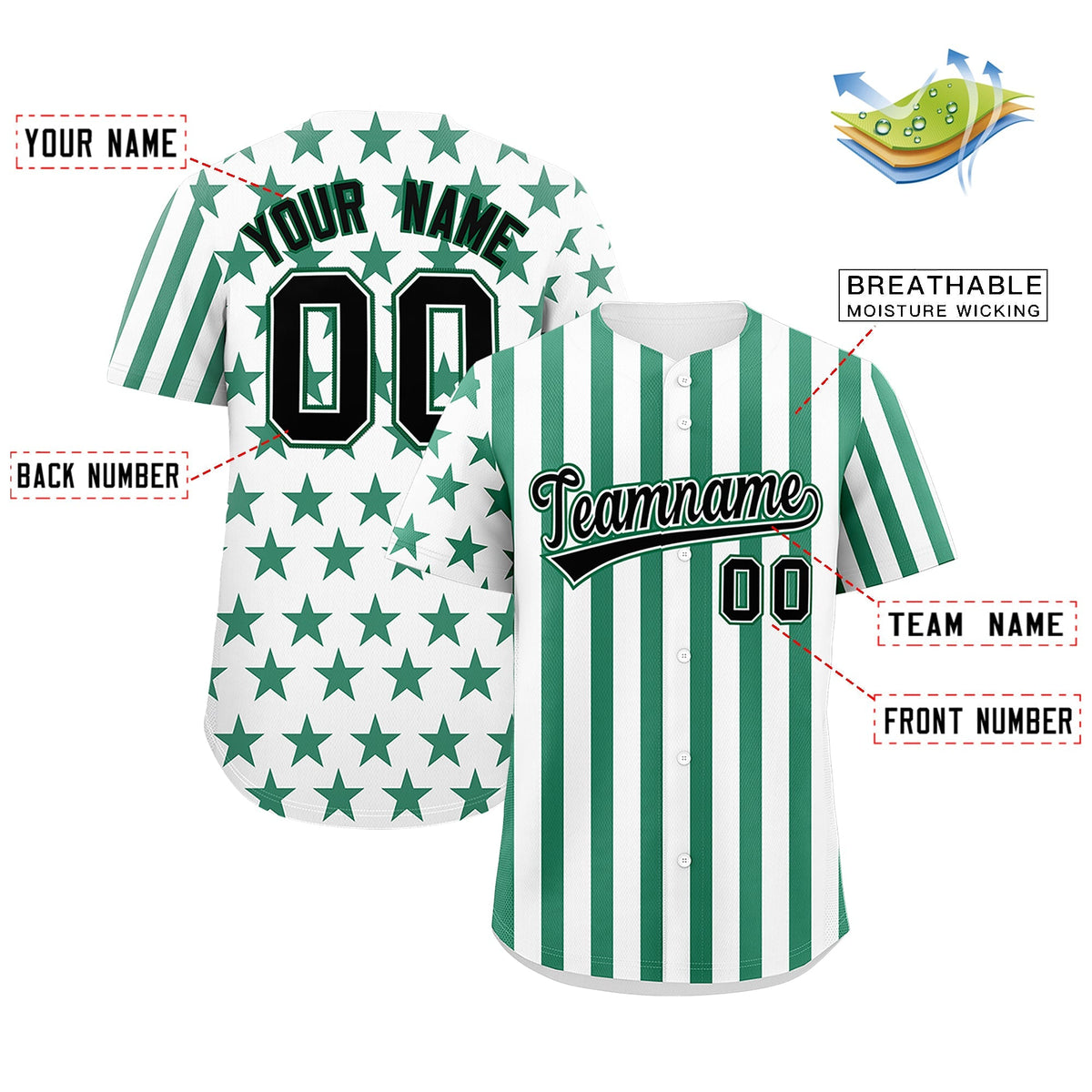 Custom White Kelly Green American Flag Graffiti Pattern Baseball Jersey| KXKSHOP