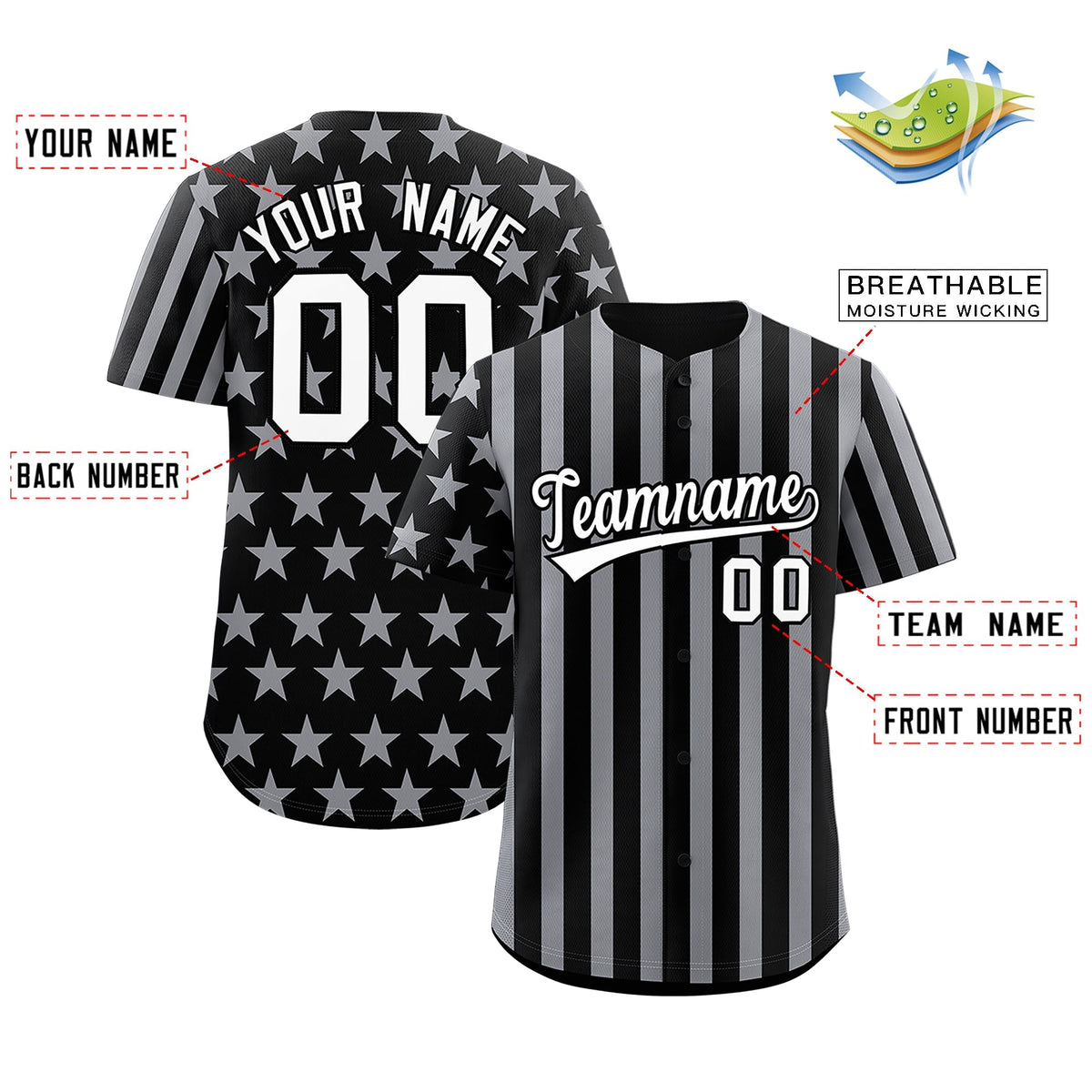 Custom Black Gray American Flag Graffiti Pattern Baseball Jersey| KXKSHOP