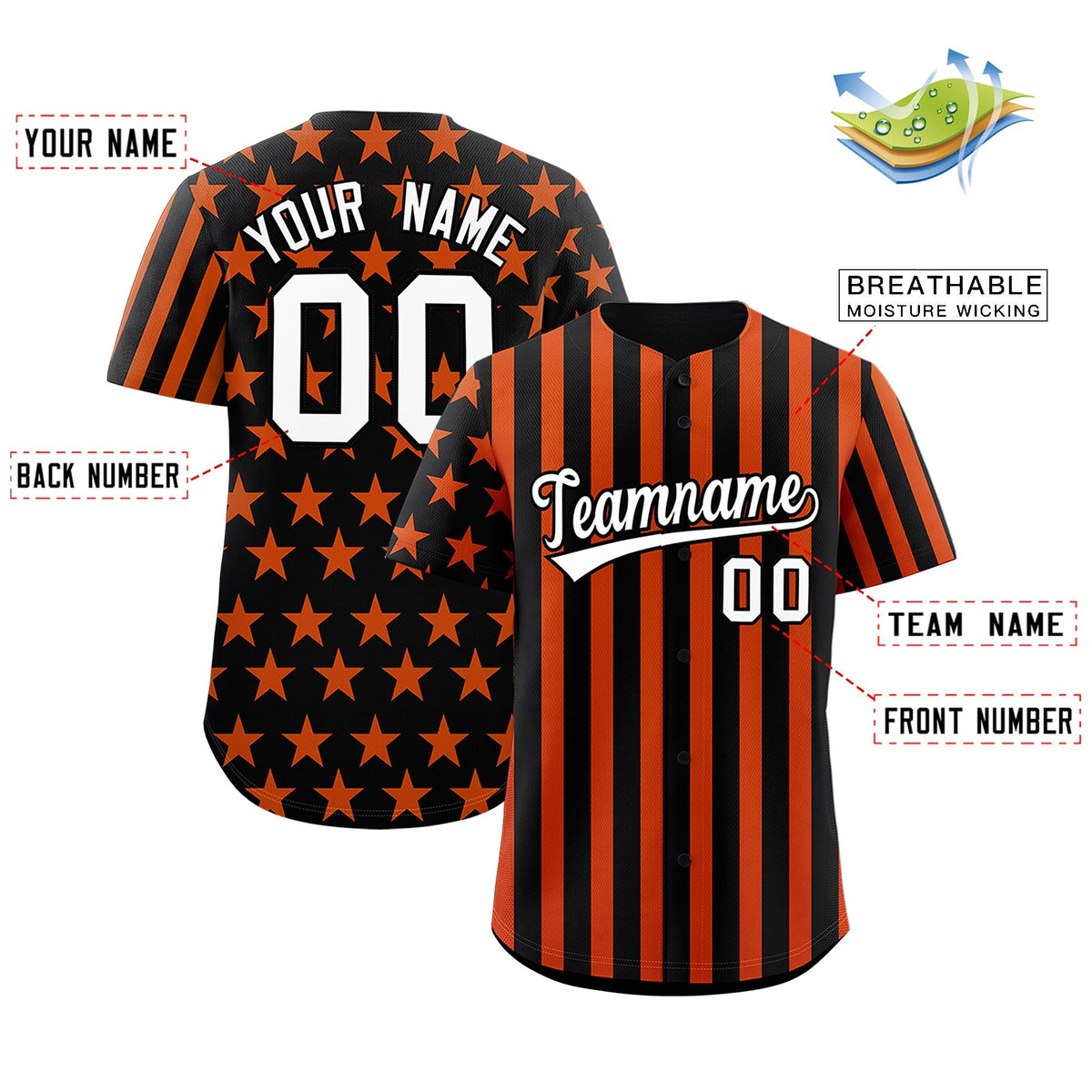 Custom Black Orange American Flag Graffiti Pattern Baseball Jersey| KXKSHOP
