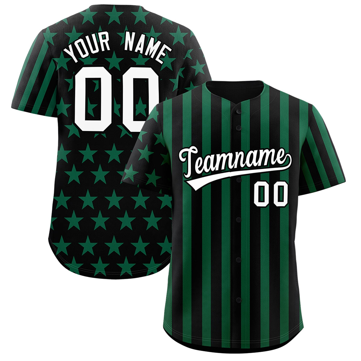 Custom Black Kelly Green American Flag Graffiti Pattern Baseball Jersey| KXKSHOP
