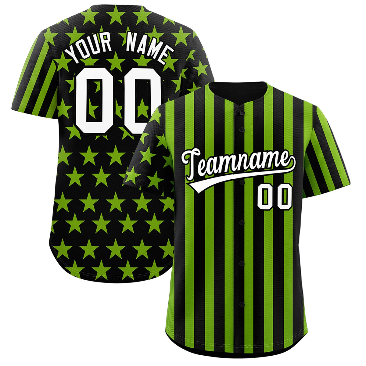 Custom Black Neon Green American Flag Graffiti Pattern Baseball Jersey| KXKSHOP