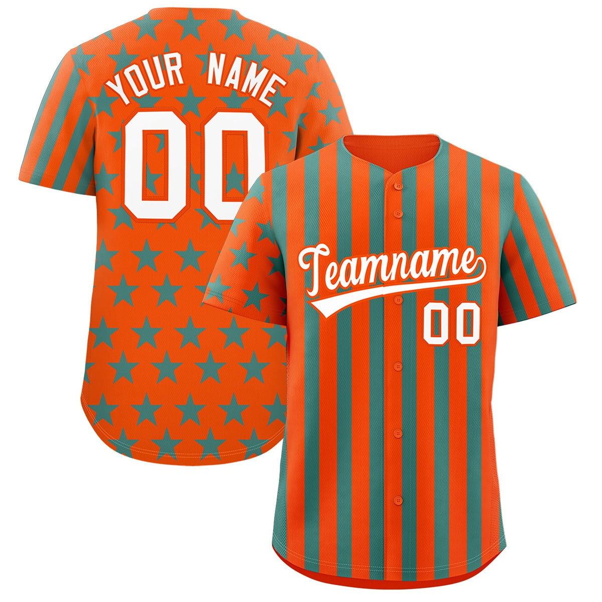 Custom Orange Aqua American Flag Graffiti Pattern Baseball Jersey| KXKSHOP