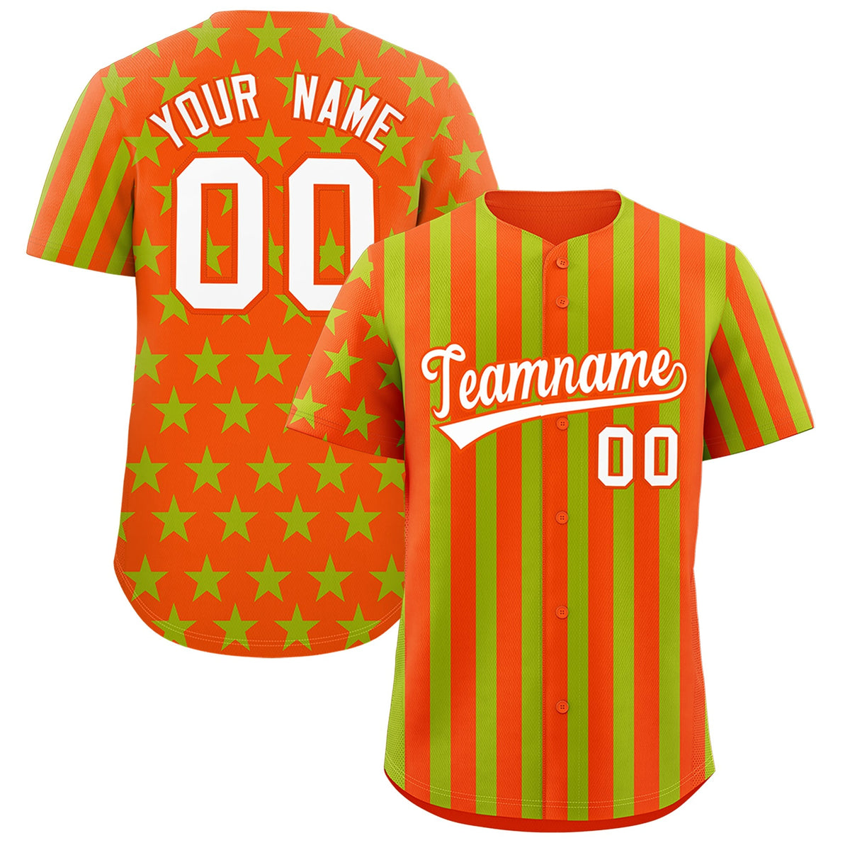 Custom Orange Neon Green American Flag Graffiti Pattern Baseball Jersey| KXKSHOP