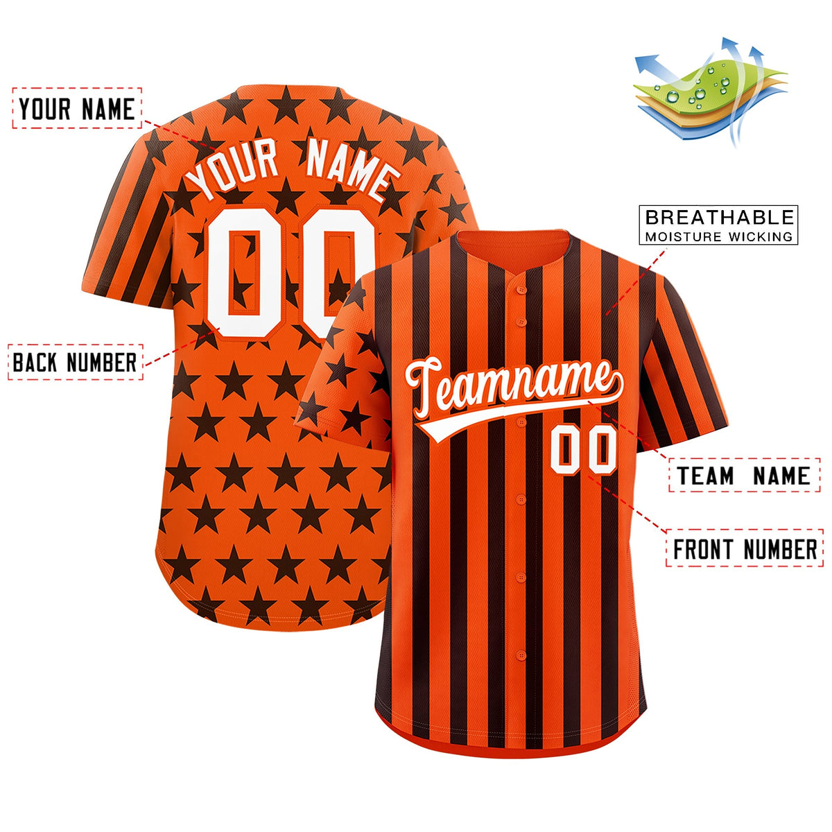 Custom Orange Black American Flag Graffiti Pattern Baseball Jersey| KXKSHOP