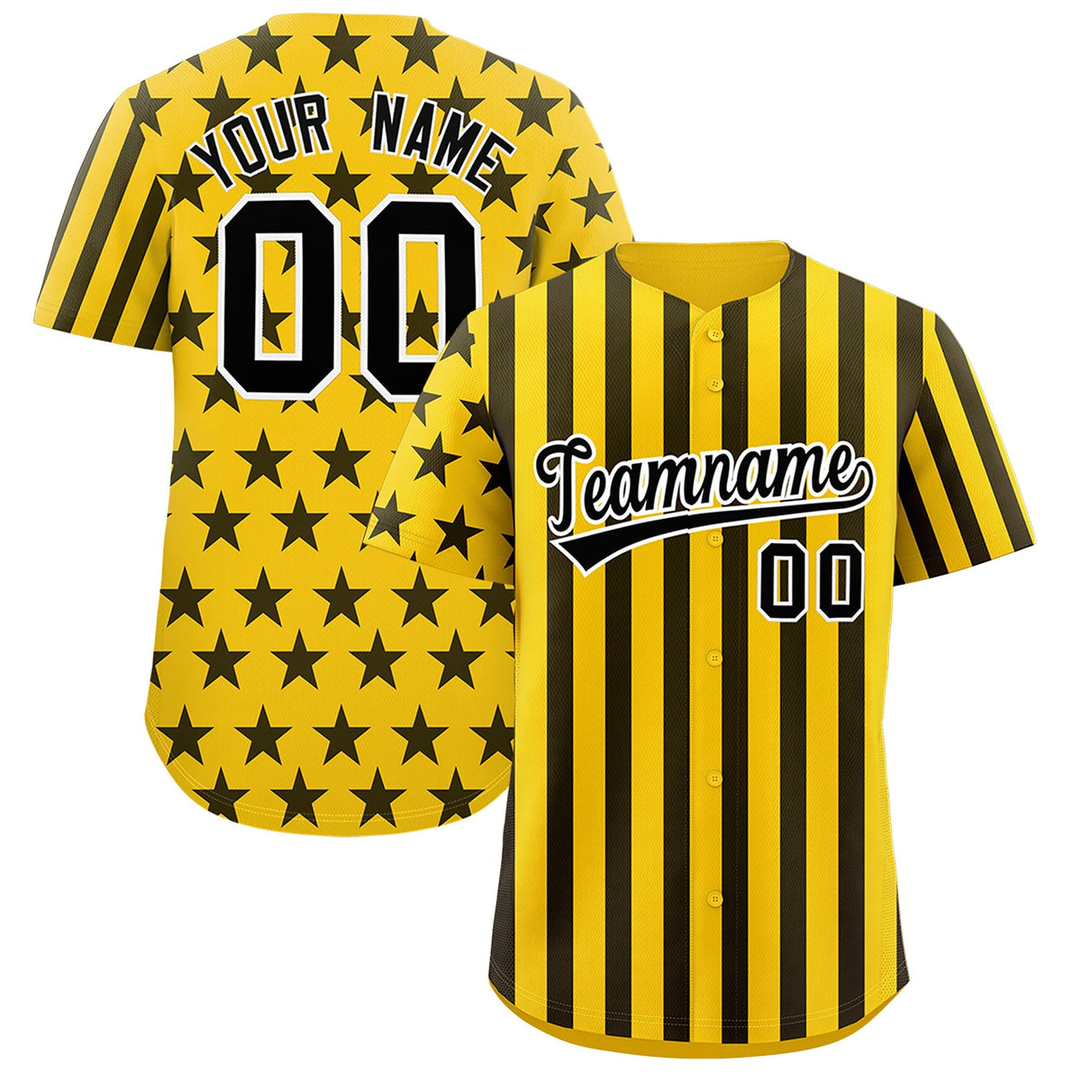Custom Gold Black American Flag Graffiti Pattern Baseball Jersey| KXKSHOP