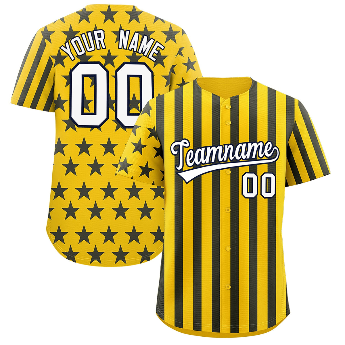 Custom Gold Navy White American Flag Graffiti Pattern Baseball Jersey| KXKSHOP