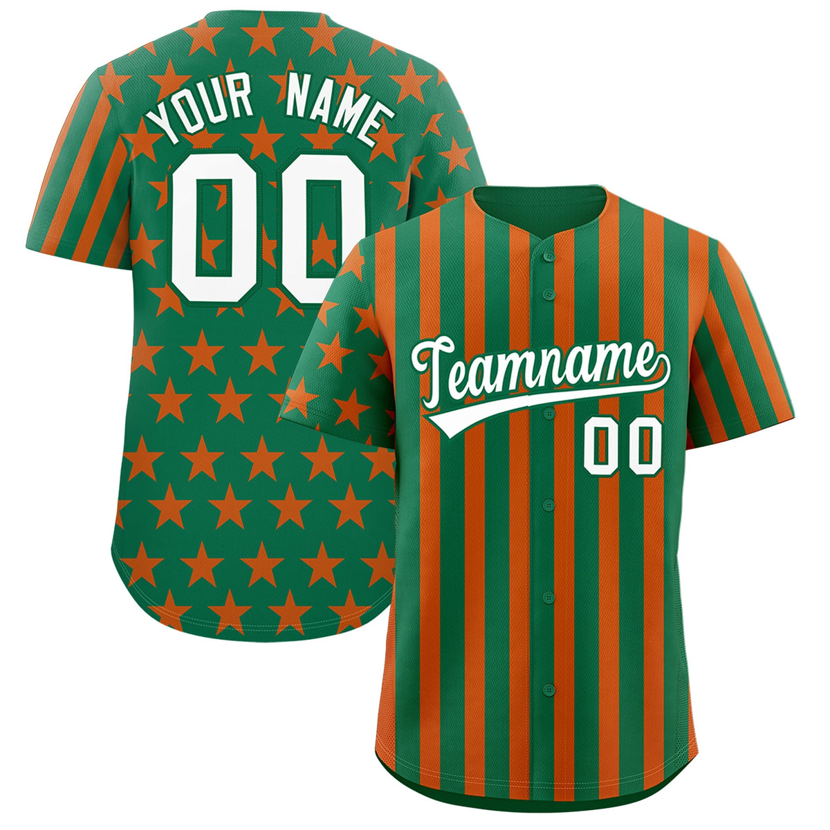 Custom Kelly Green Orange American Flag Graffiti Pattern Baseball Jersey| KXKSHOP
