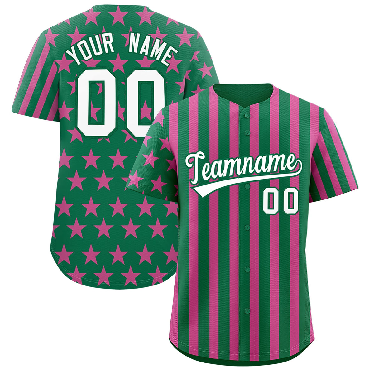 Custom Kelly Green Pink American Flag Graffiti Pattern Baseball Jersey| KXKSHOP