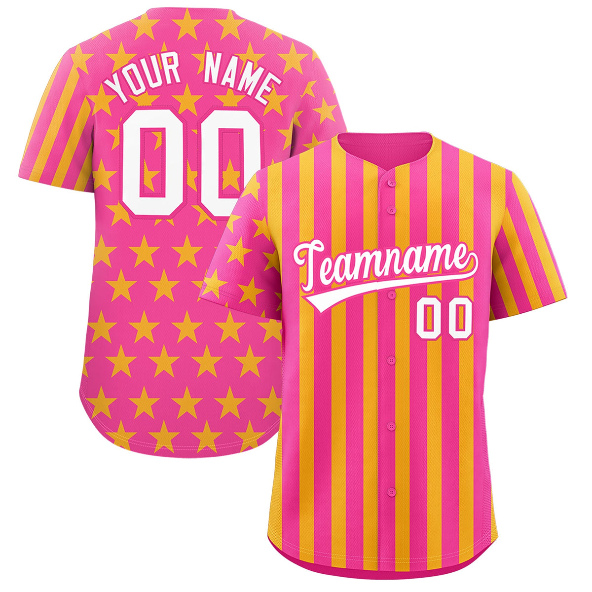 Custom Pink Gold American Flag Graffiti Pattern Baseball Jersey| KXKSHOP