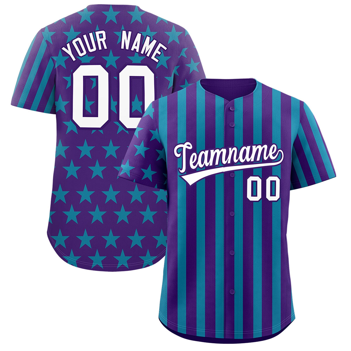 Custom Purple Teal American Flag Graffiti Pattern Baseball Jersey| KXKSHOP