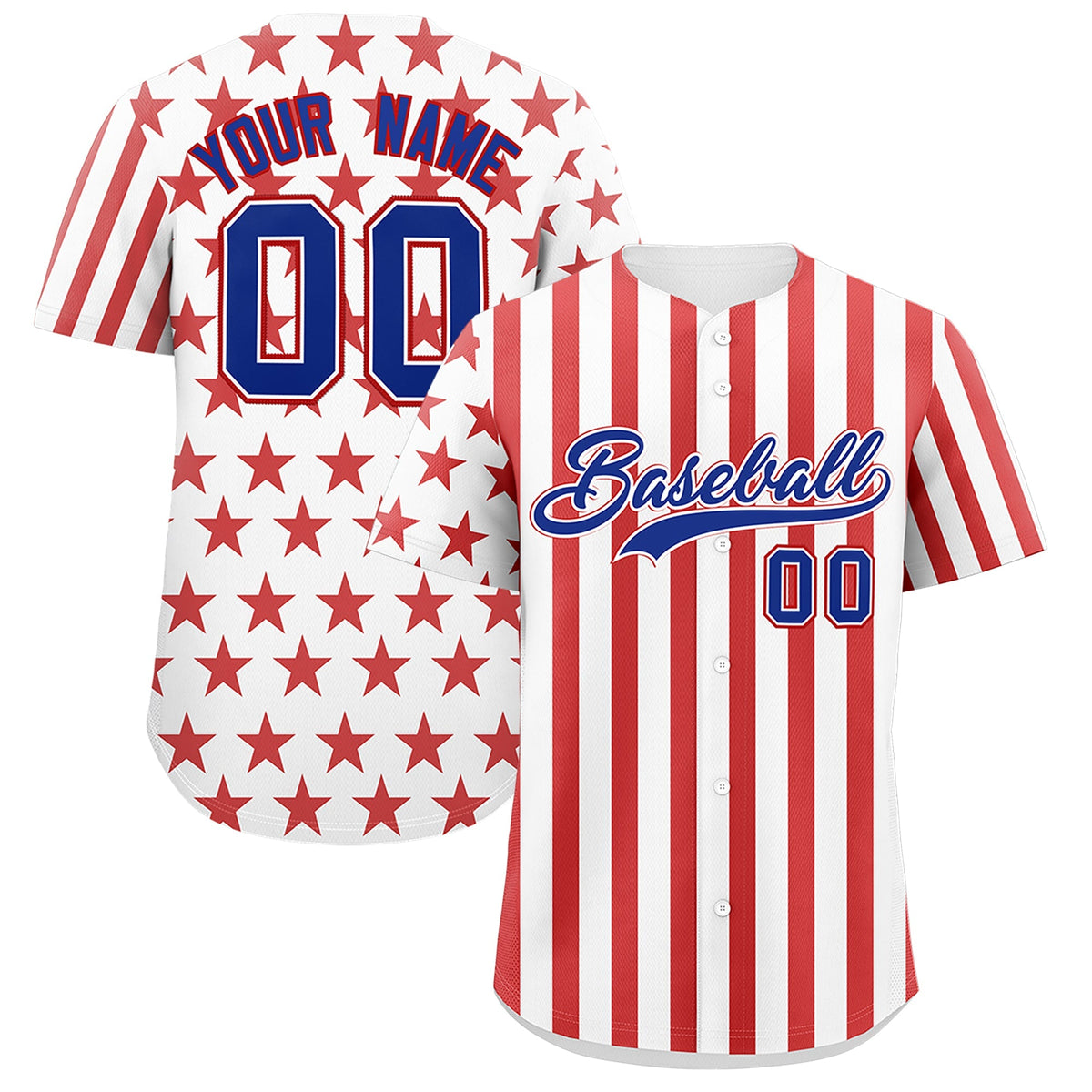 Custom White Red American Flag Graffiti Pattern Baseball Jersey| KXKSHOP