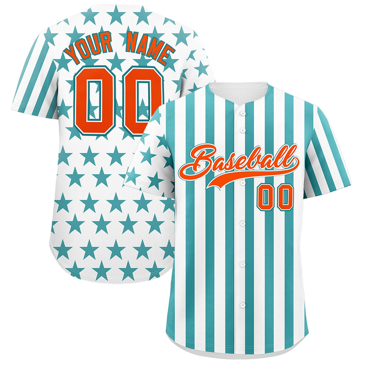 Custom White Aqua American Flag Graffiti Pattern Baseball Jersey| KXKSHOP