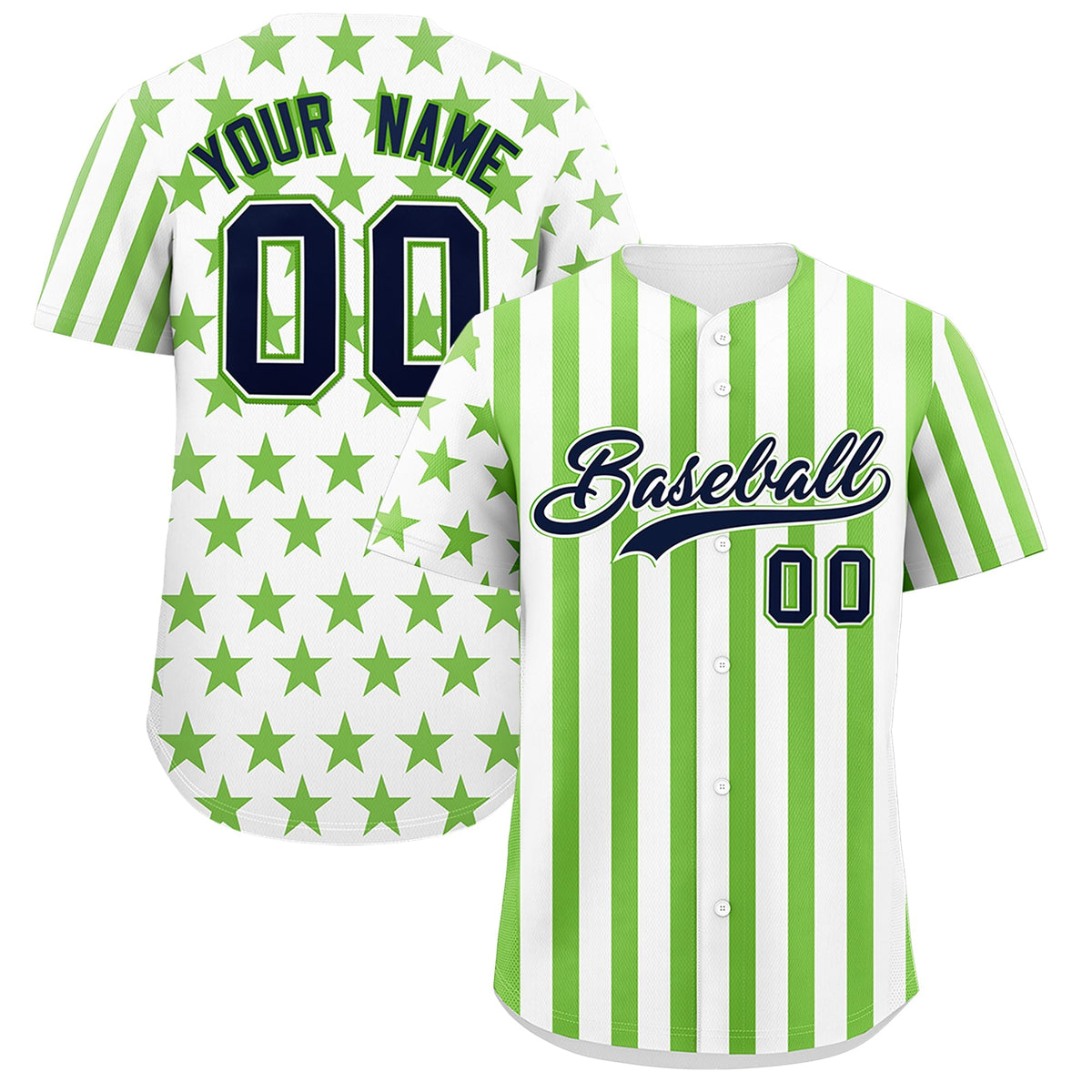 Custom White Neon Green American Flag Graffiti Pattern Baseball Jersey| KXKSHOP