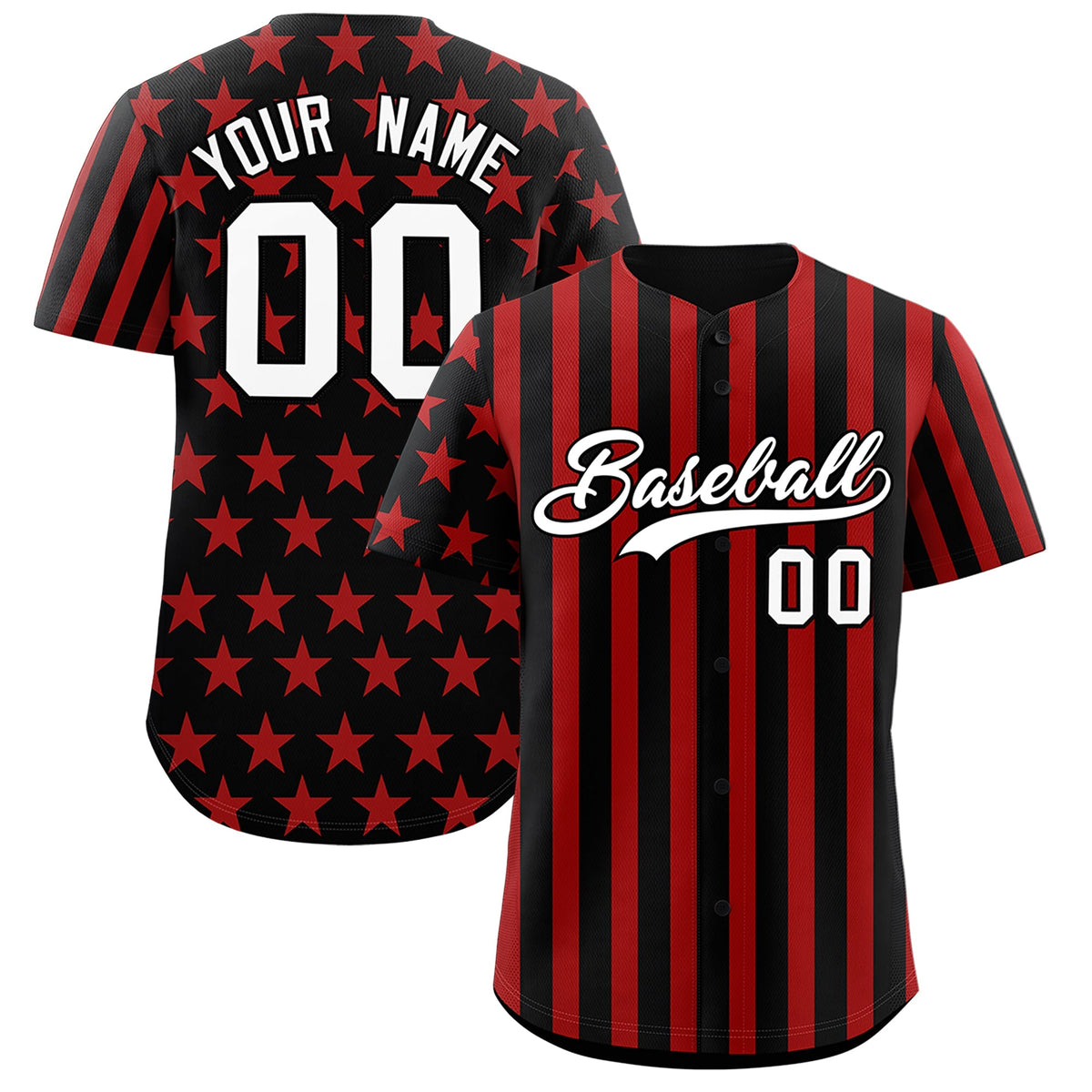 Custom Black Red American Flag Graffiti Pattern Baseball Jersey| KXKSHOP