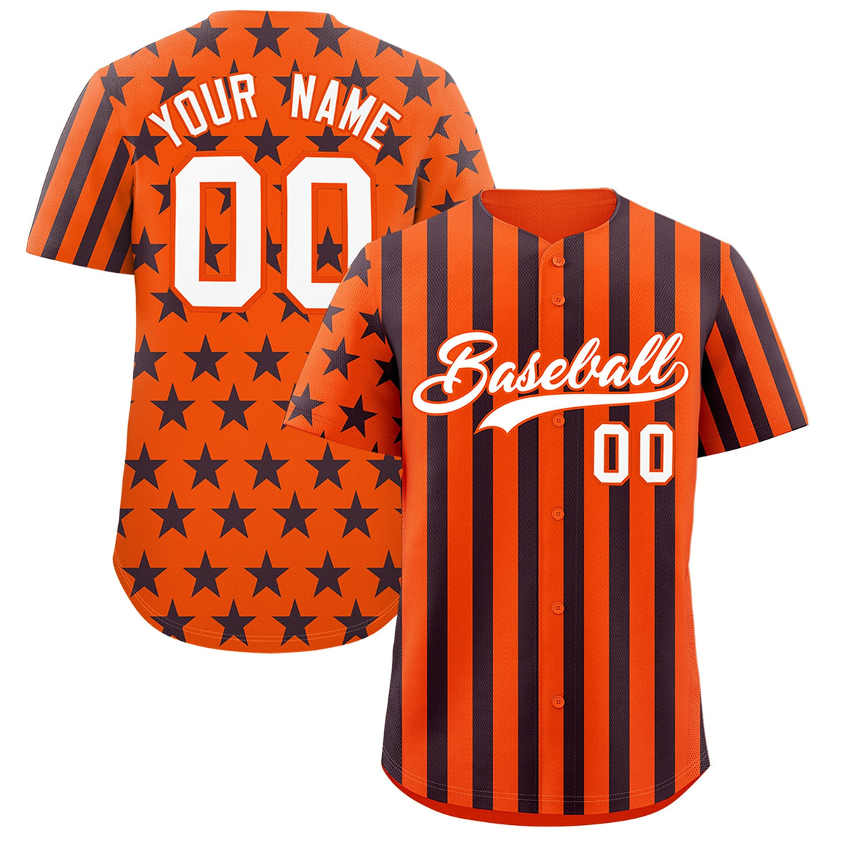 Custom Orange Navy White American Flag Graffiti Pattern Baseball Jersey| KXKSHOP