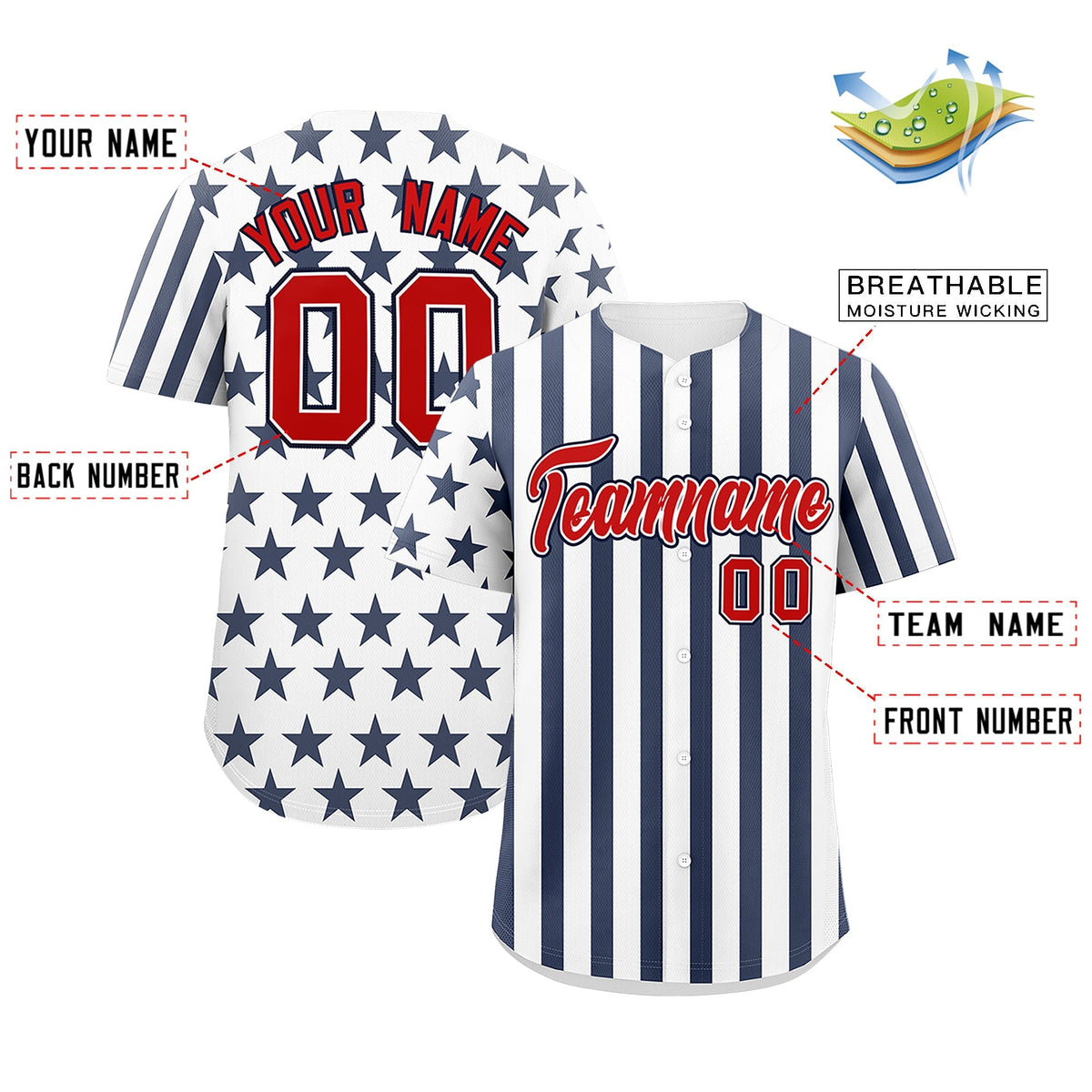 Custom White Navy American Flag Graffiti Pattern Baseball Jersey| KXKSHOP