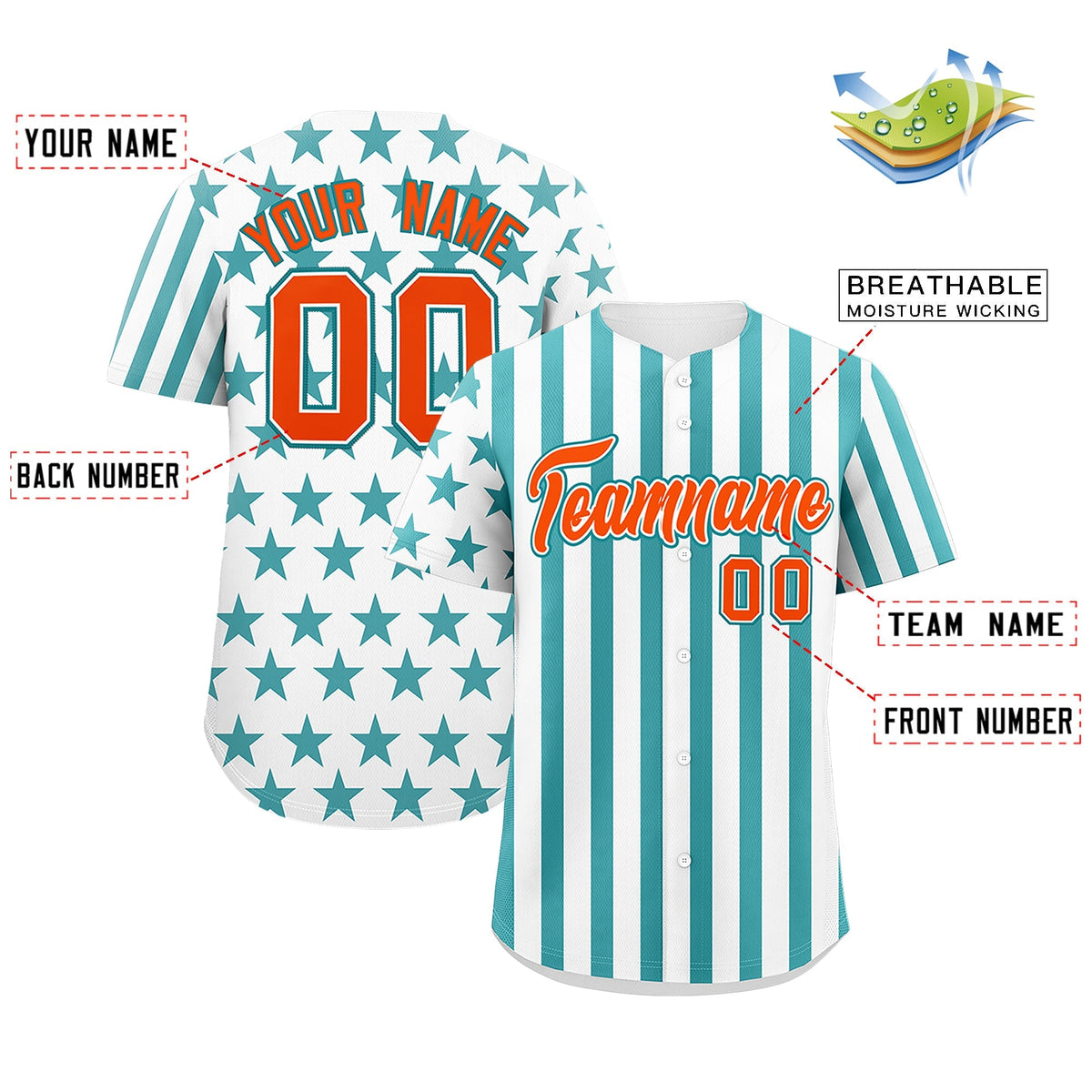 Custom White Aqua American Flag Graffiti Pattern Baseball Jersey| KXKSHOP