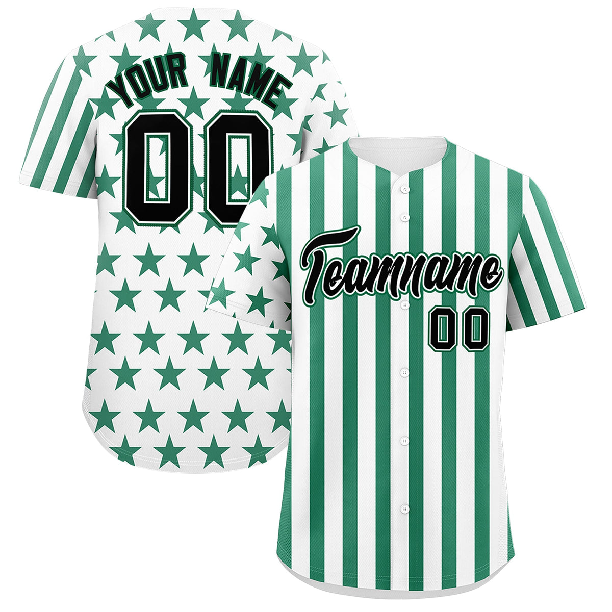 Custom White Kelly Green American Flag Graffiti Pattern Baseball Jersey| KXKSHOP