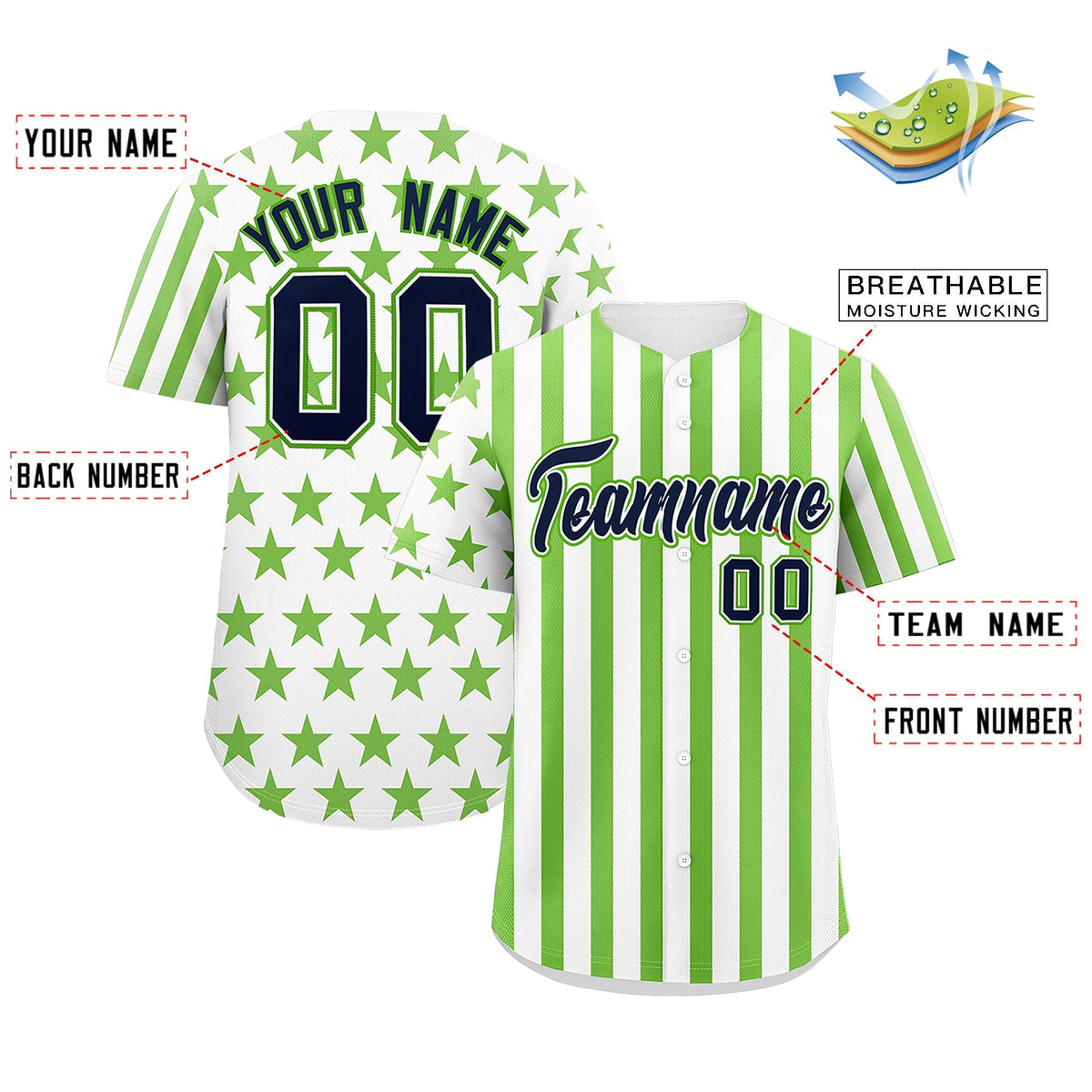 Custom White Neon Green American Flag Graffiti Pattern Baseball Jersey| KXKSHOP